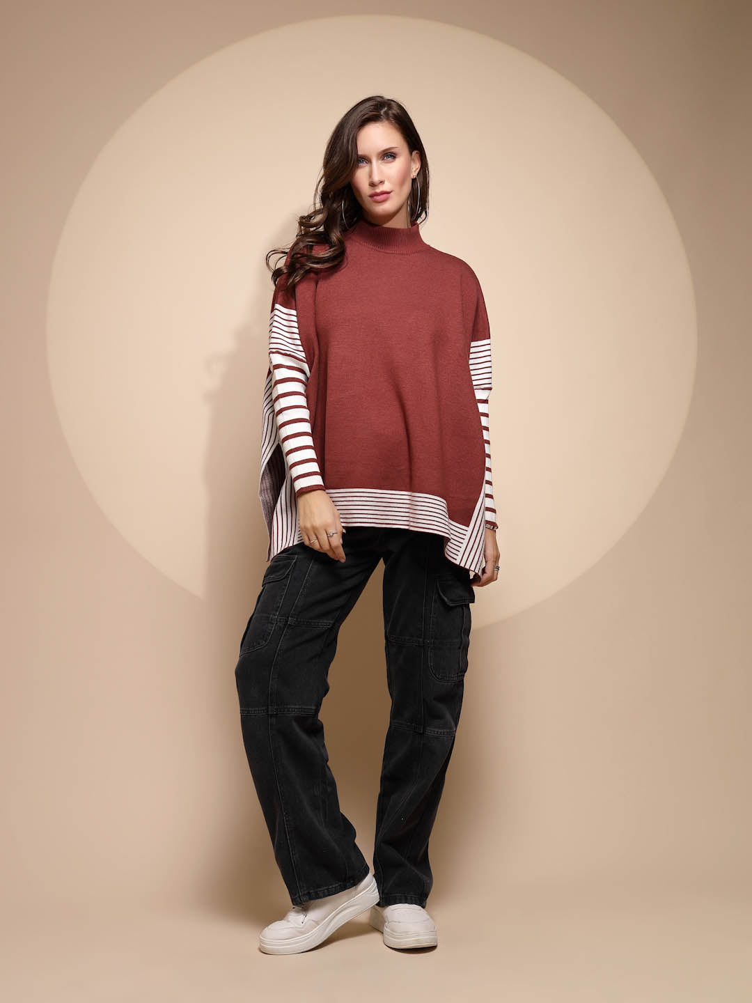 Brick Solid Turtleneck Acrylic Pullover - Global Republic
