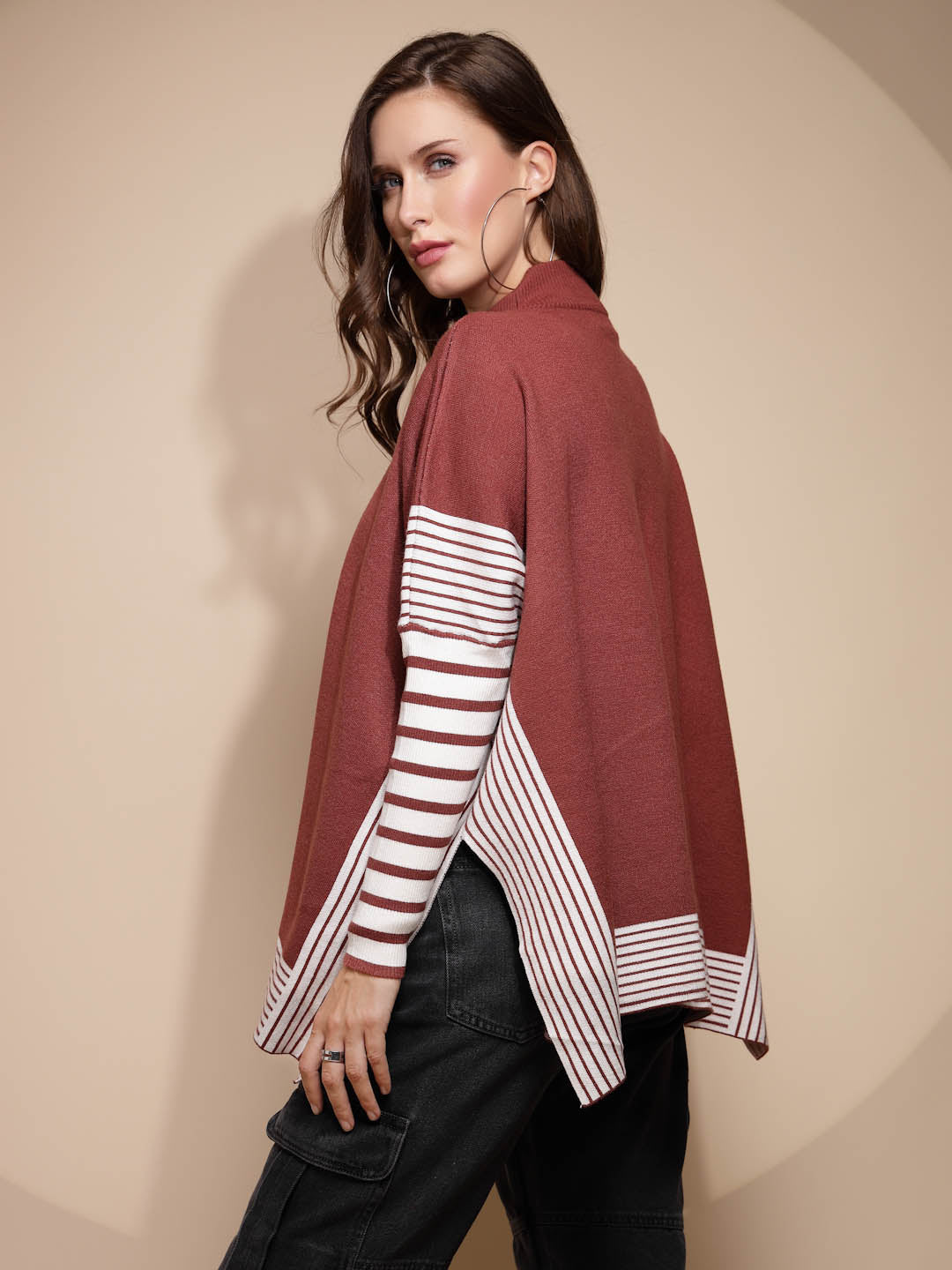 Brick Solid Turtleneck Acrylic Pullover - Global Republic