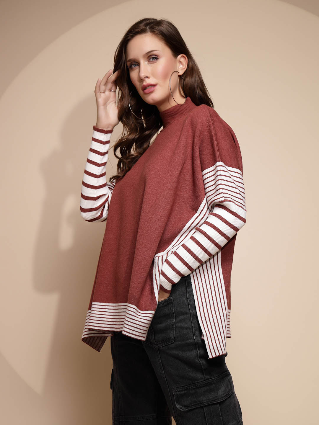 Brick Solid Turtleneck Acrylic Pullover - Global Republic