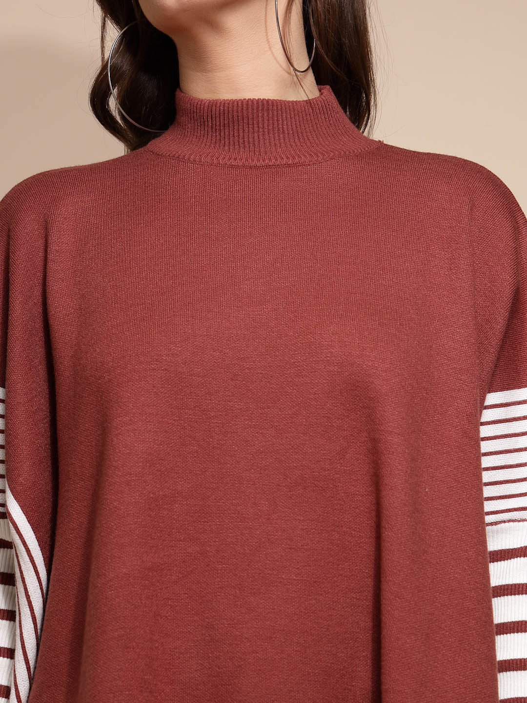 Brick Solid Turtleneck Acrylic Pullover - Global Republic