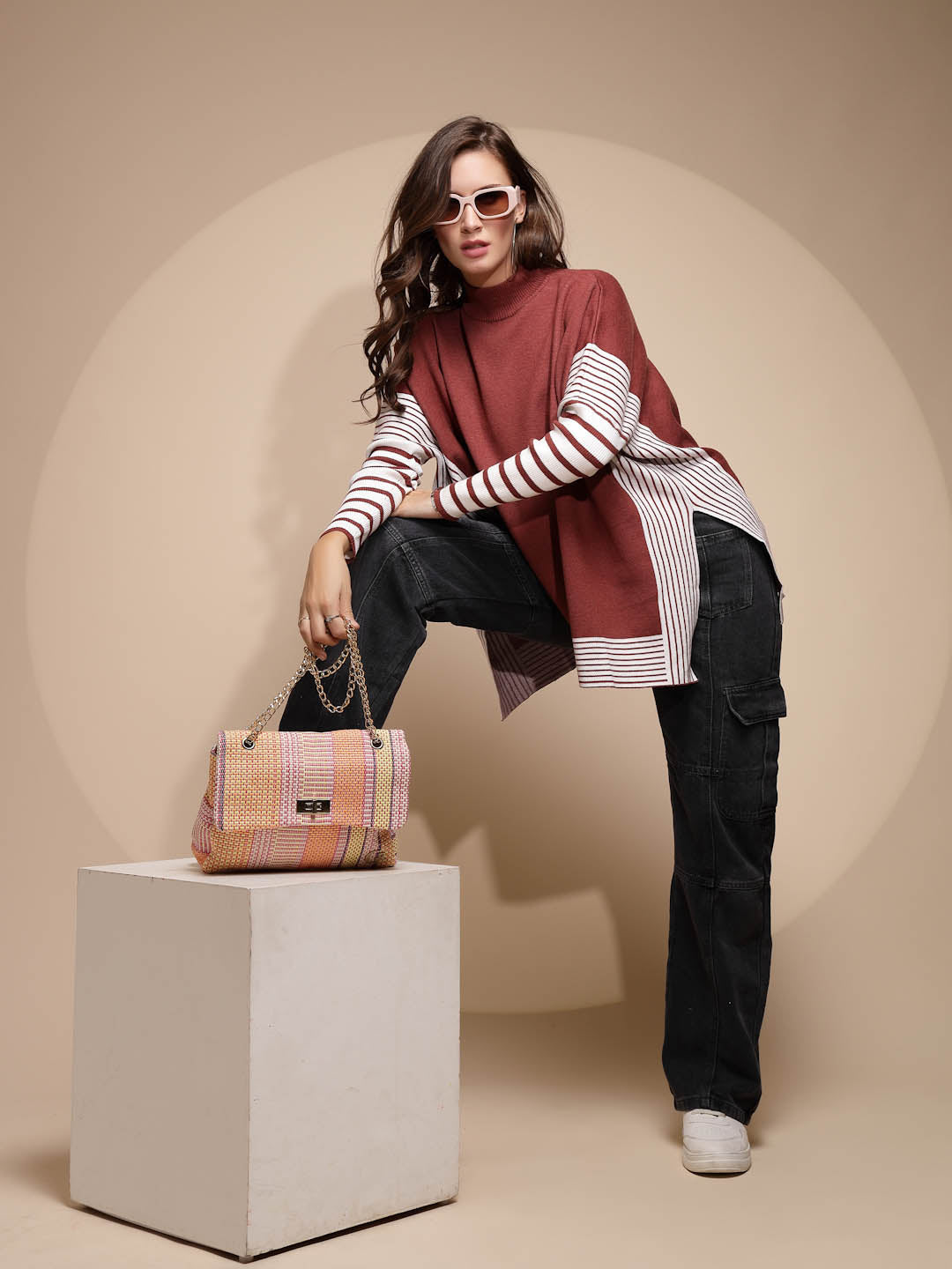 Brick Solid Turtleneck Acrylic Pullover - Global Republic