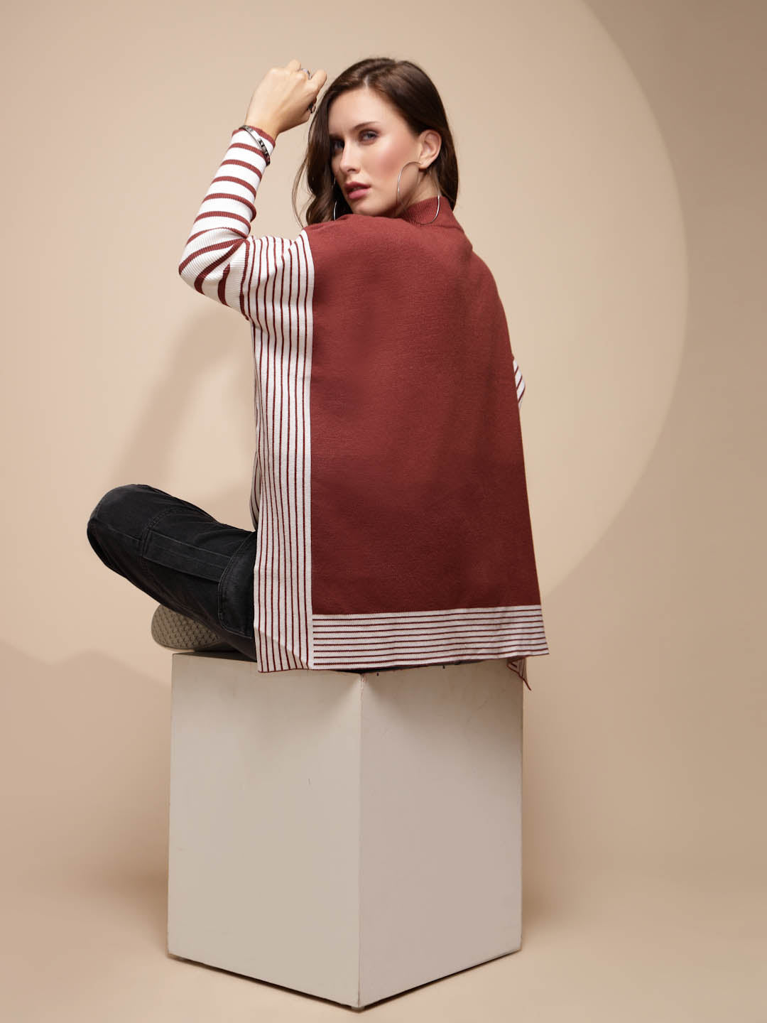 Brick Solid Turtleneck Acrylic Pullover - Global Republic