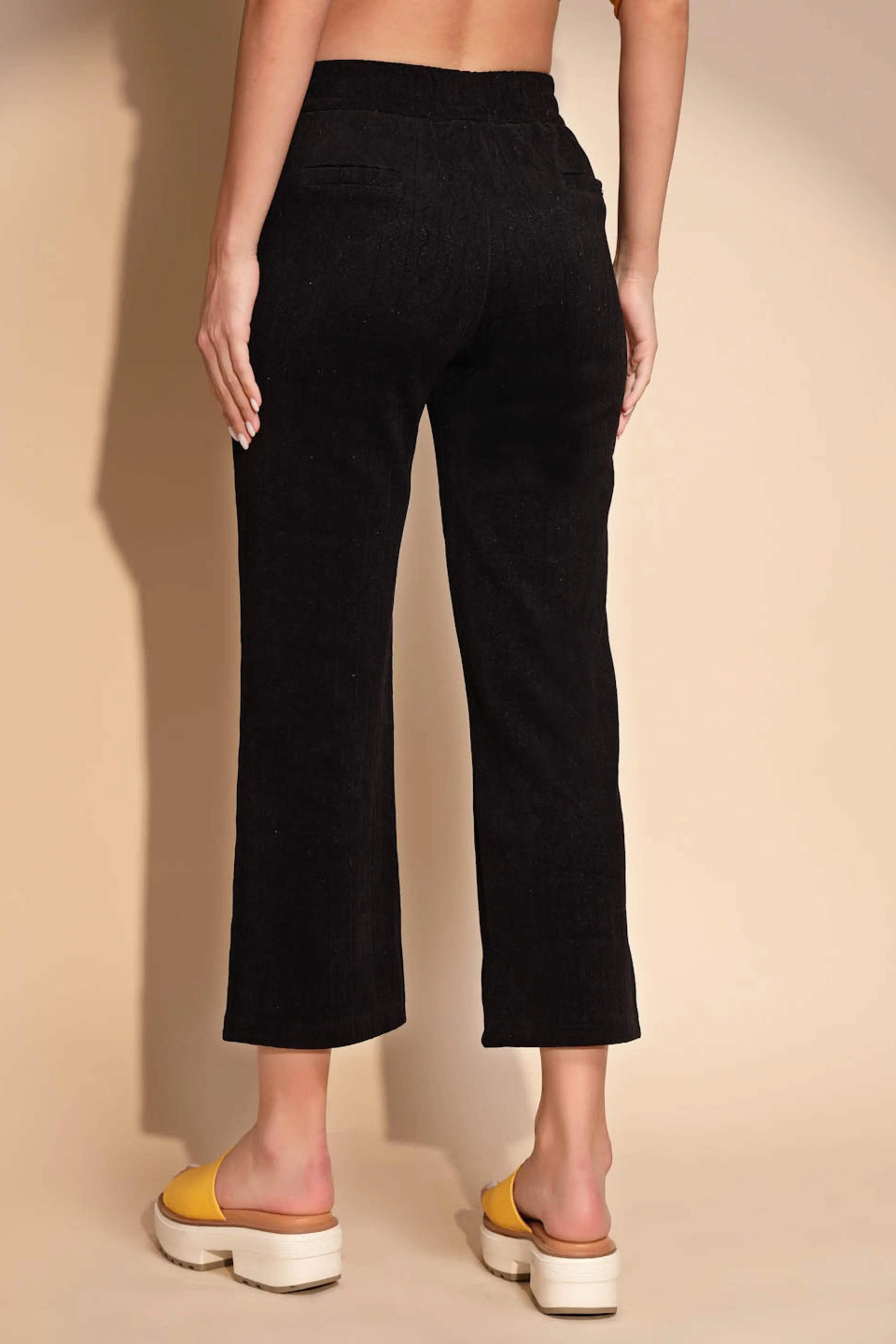 Black Cotton Blend Relaxed fit Lower - Global Republic