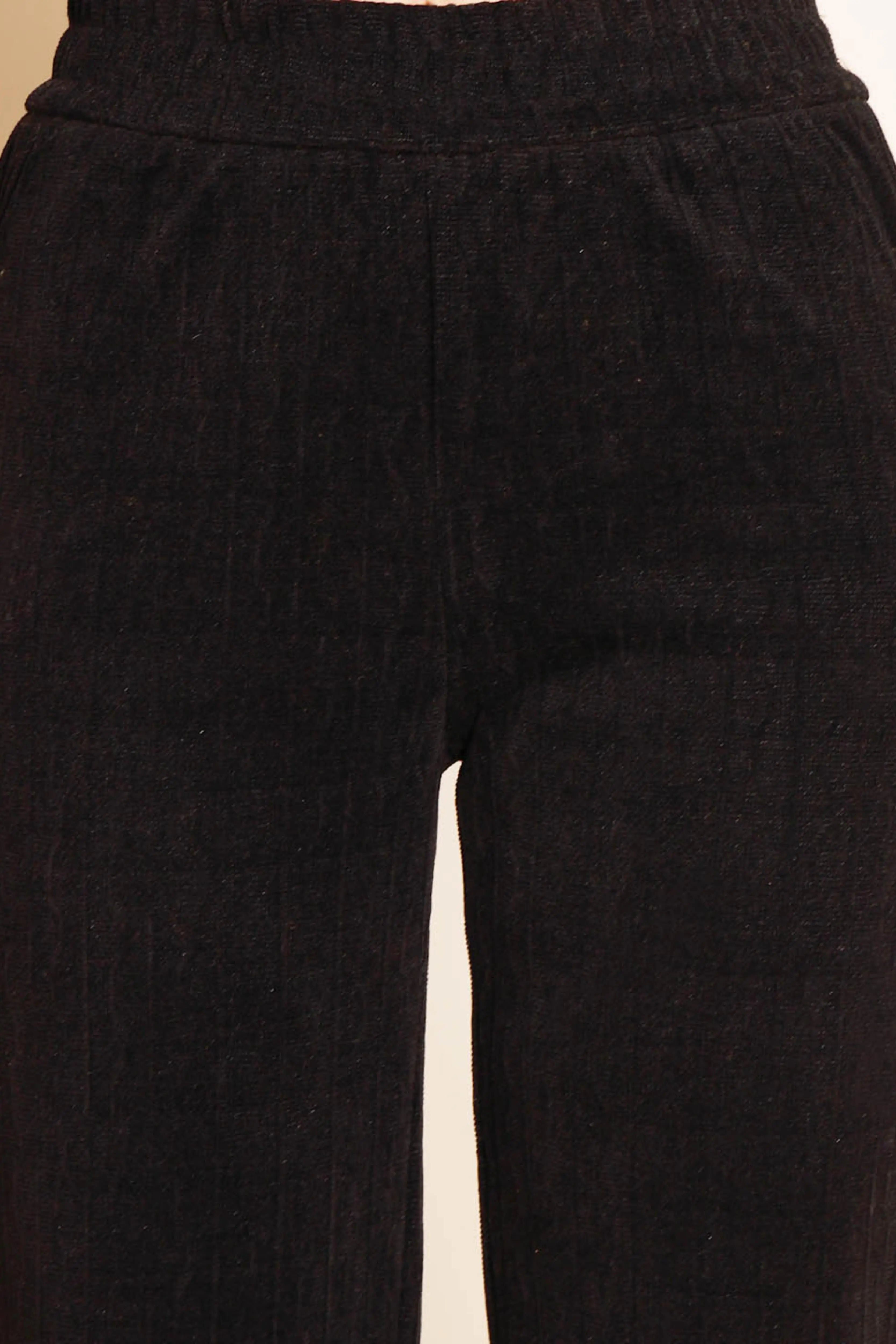 Black Cotton Blend Relaxed fit Lower - Global Republic