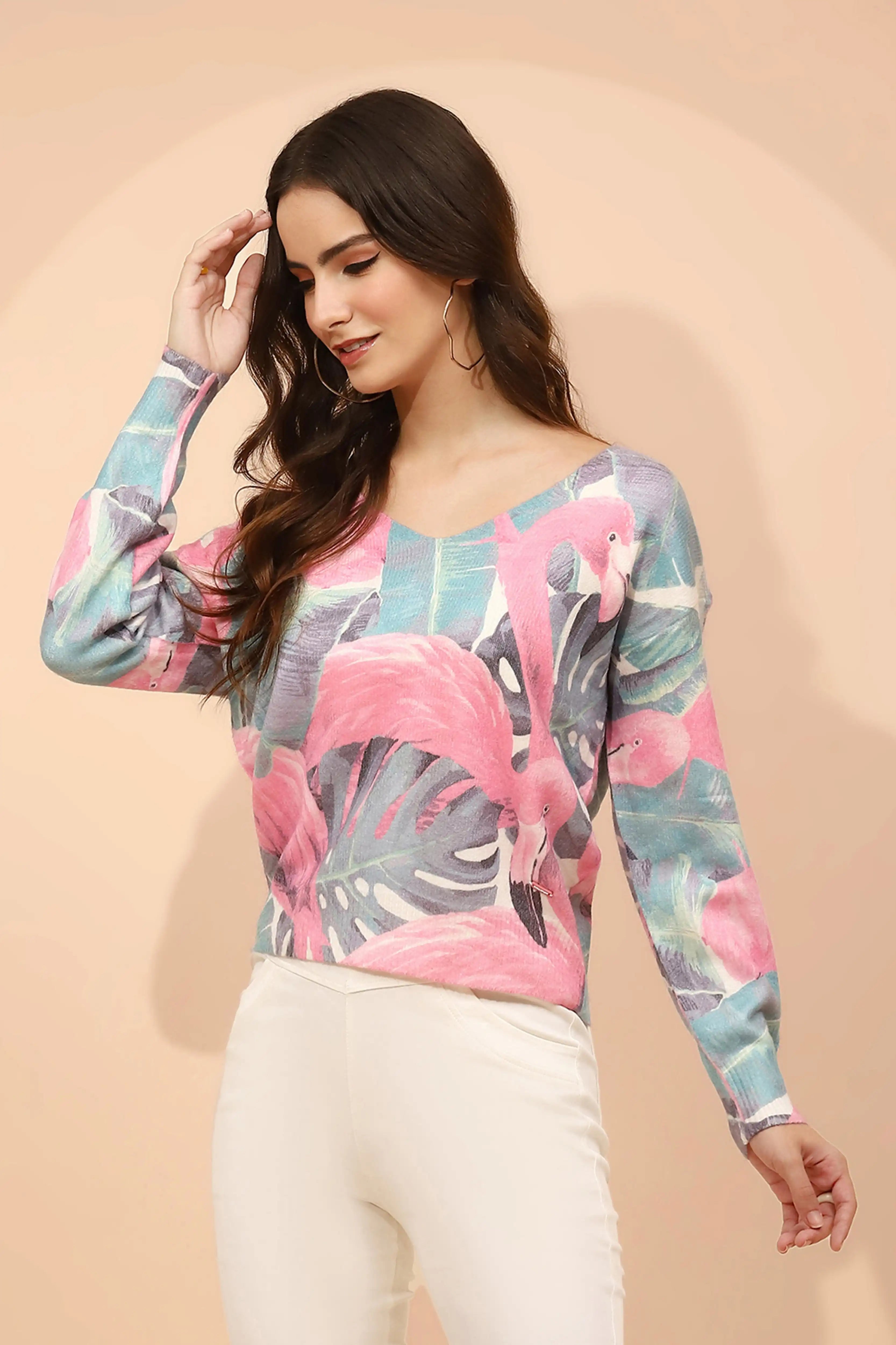 Pink Wool Blend Relaxed Fit Pullover