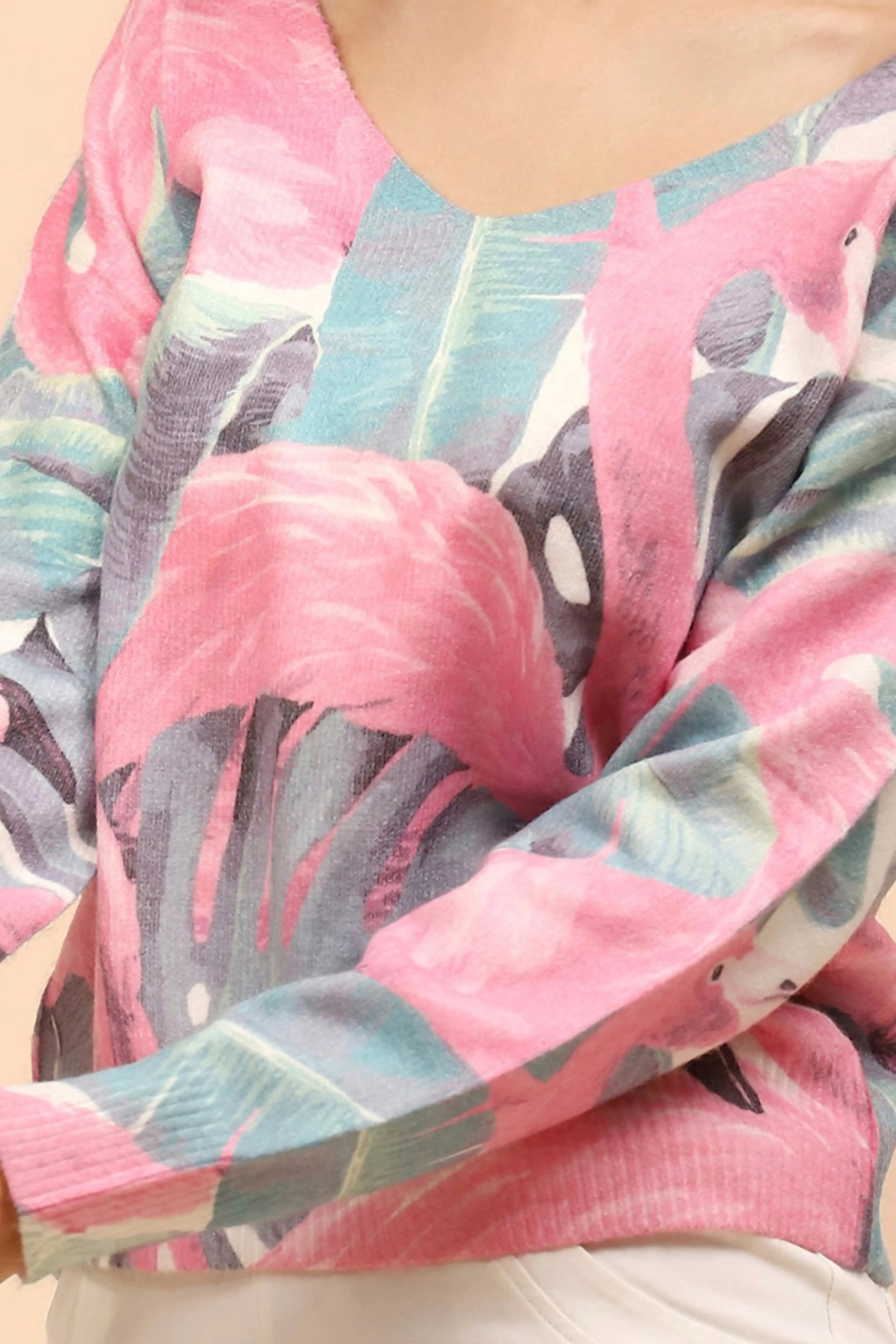 Pink Wool Blend Relaxed Fit Pullover