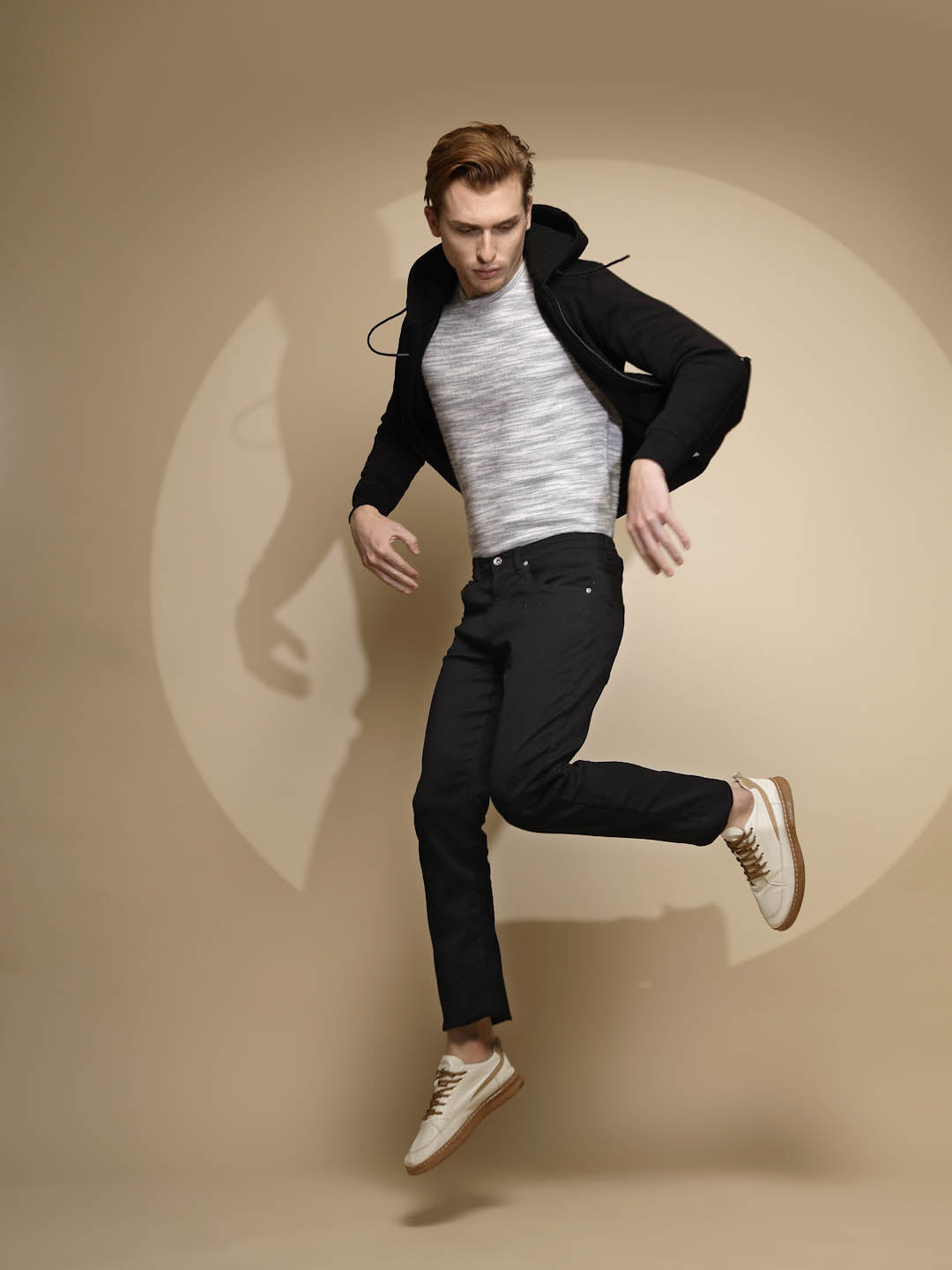 Black Solid Hosiery Hooded Sweatshirt - Global Republic