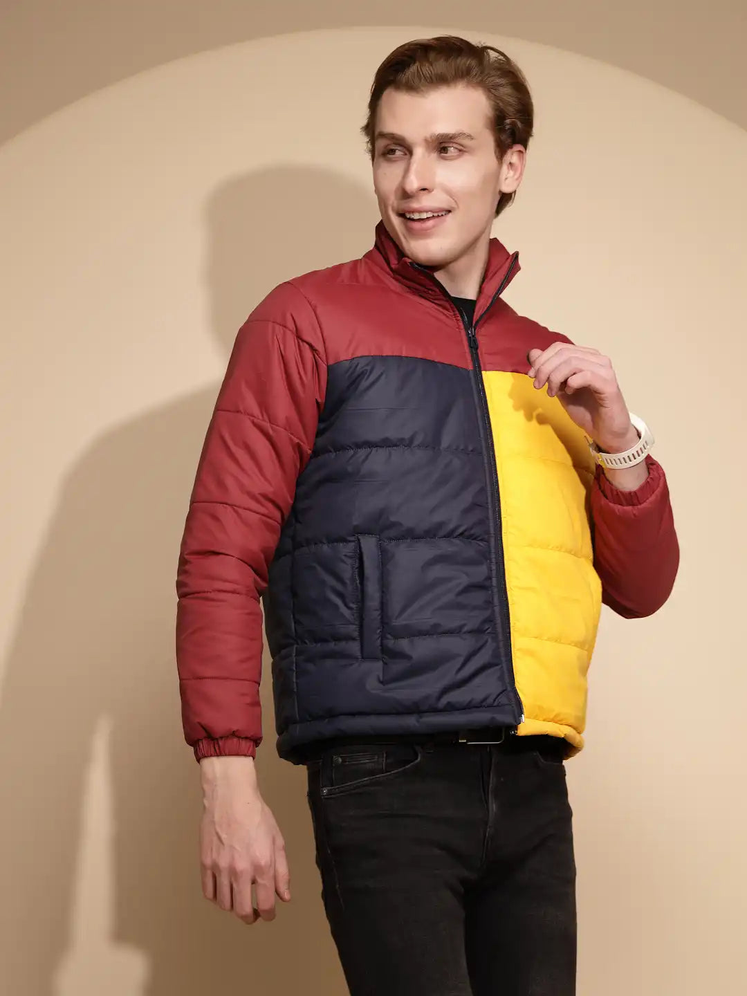 Red & Yellow Color Block cotton Jacket - Global Republic
