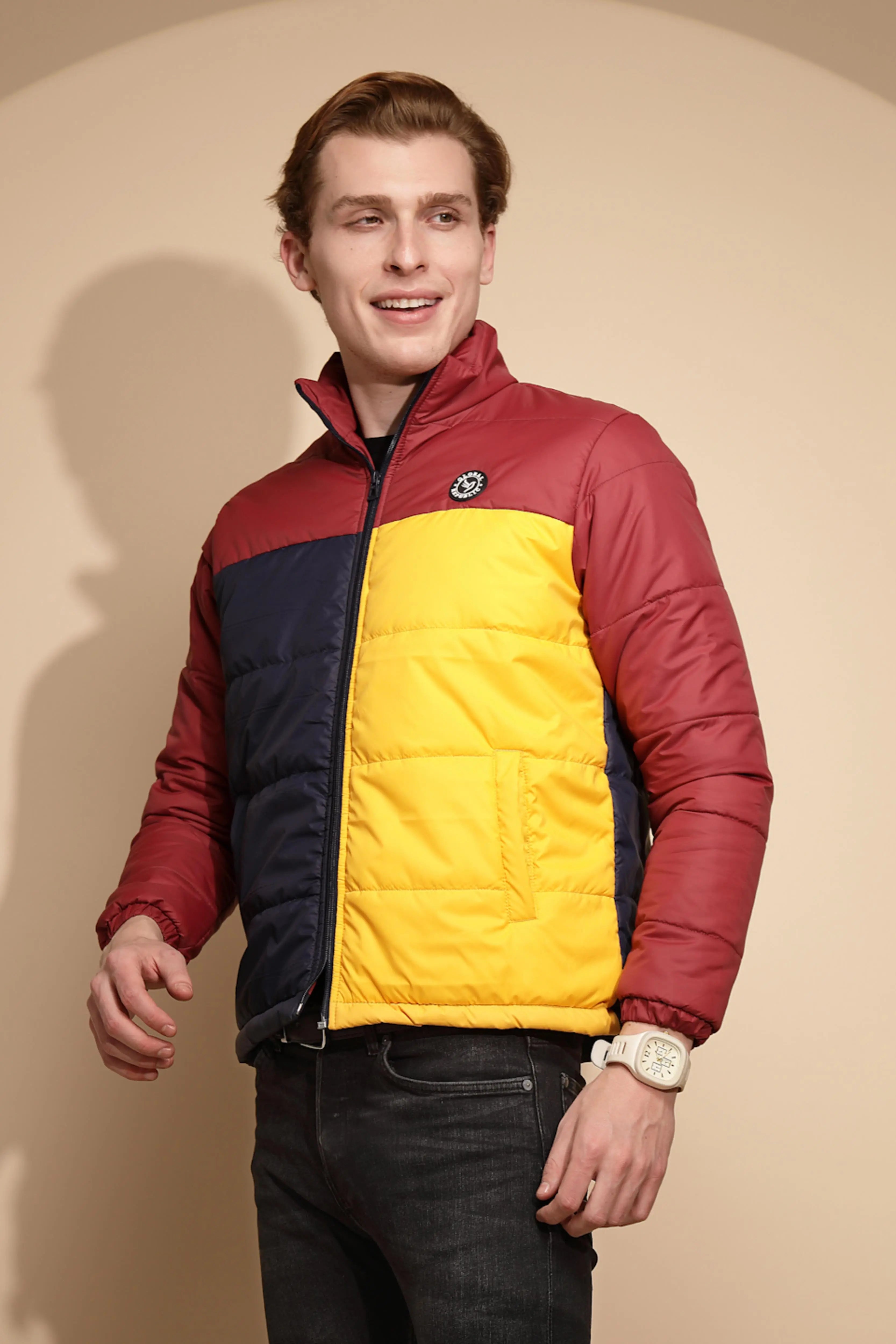Red & Yellow Color Block cotton Jacket - Global Republic