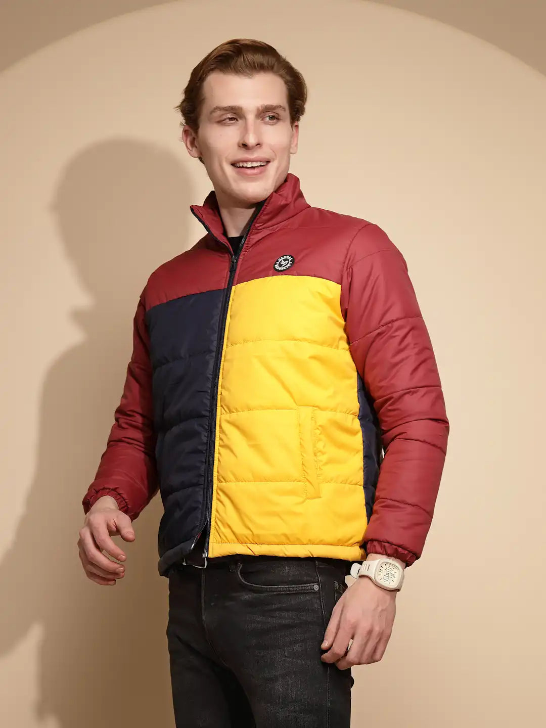 Red & Yellow Color Block cotton Jacket - Global Republic