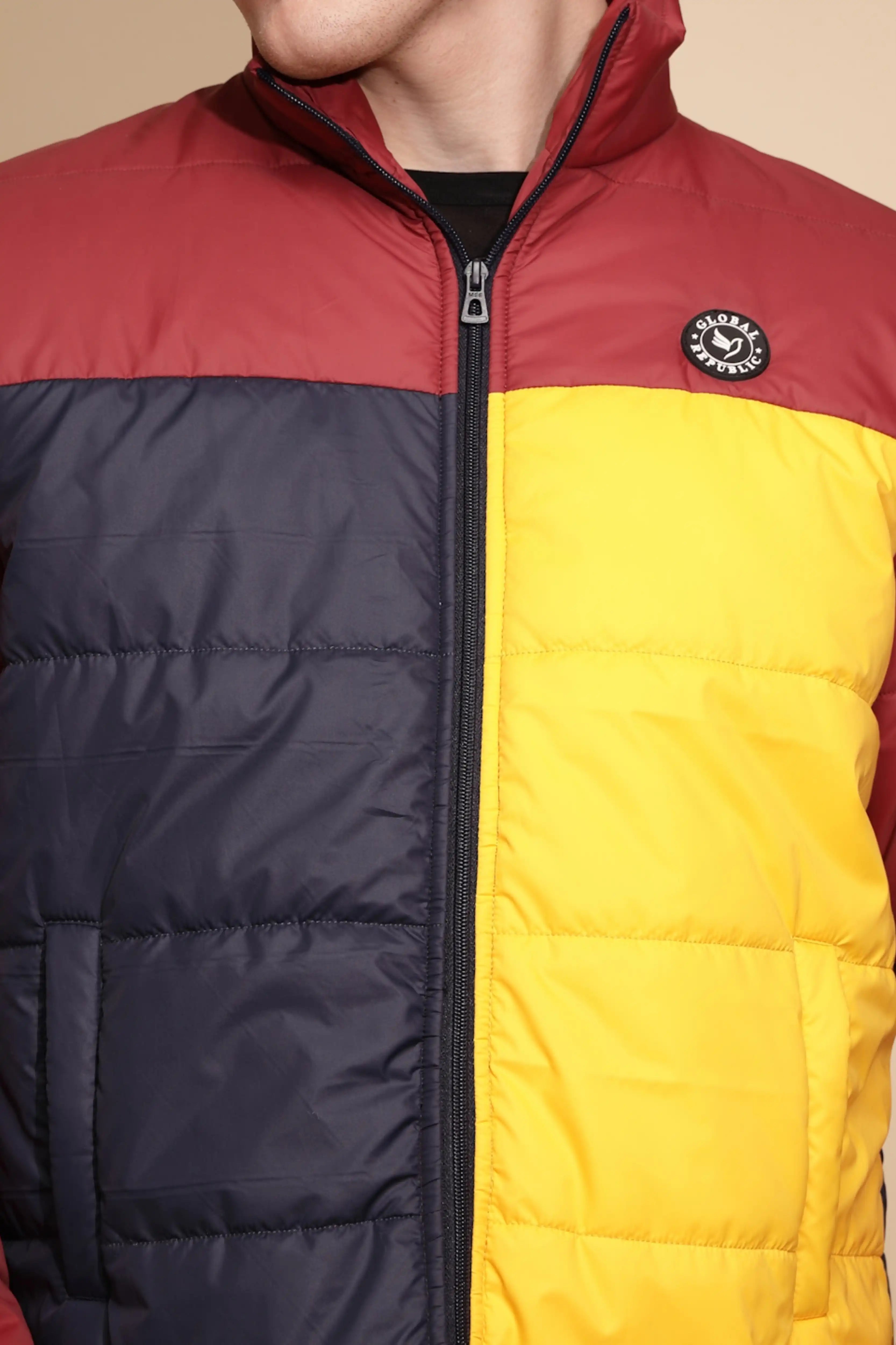 Red & Yellow Color Block cotton Jacket