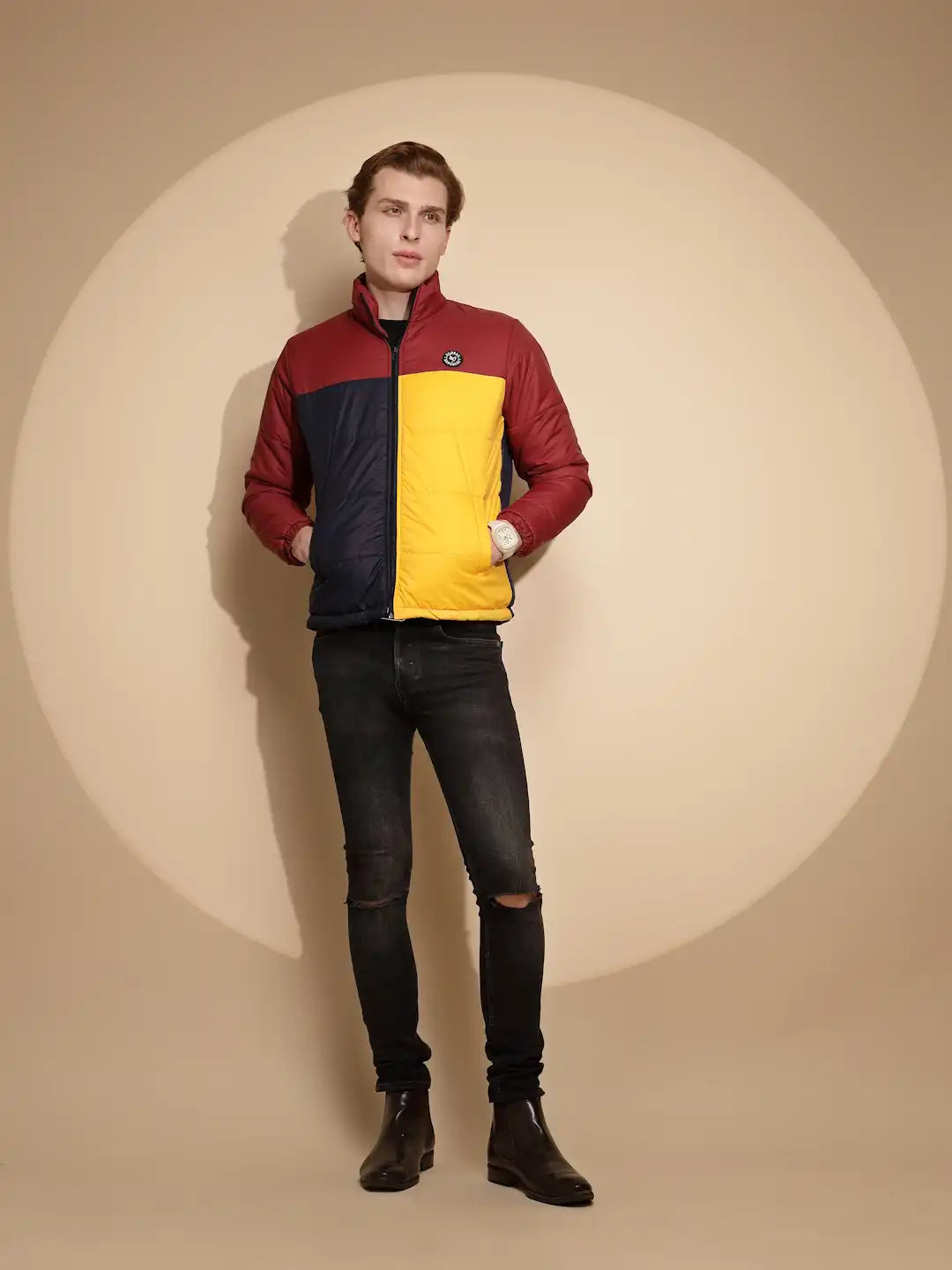 Red & Yellow Color Block cotton Jacket - Global Republic