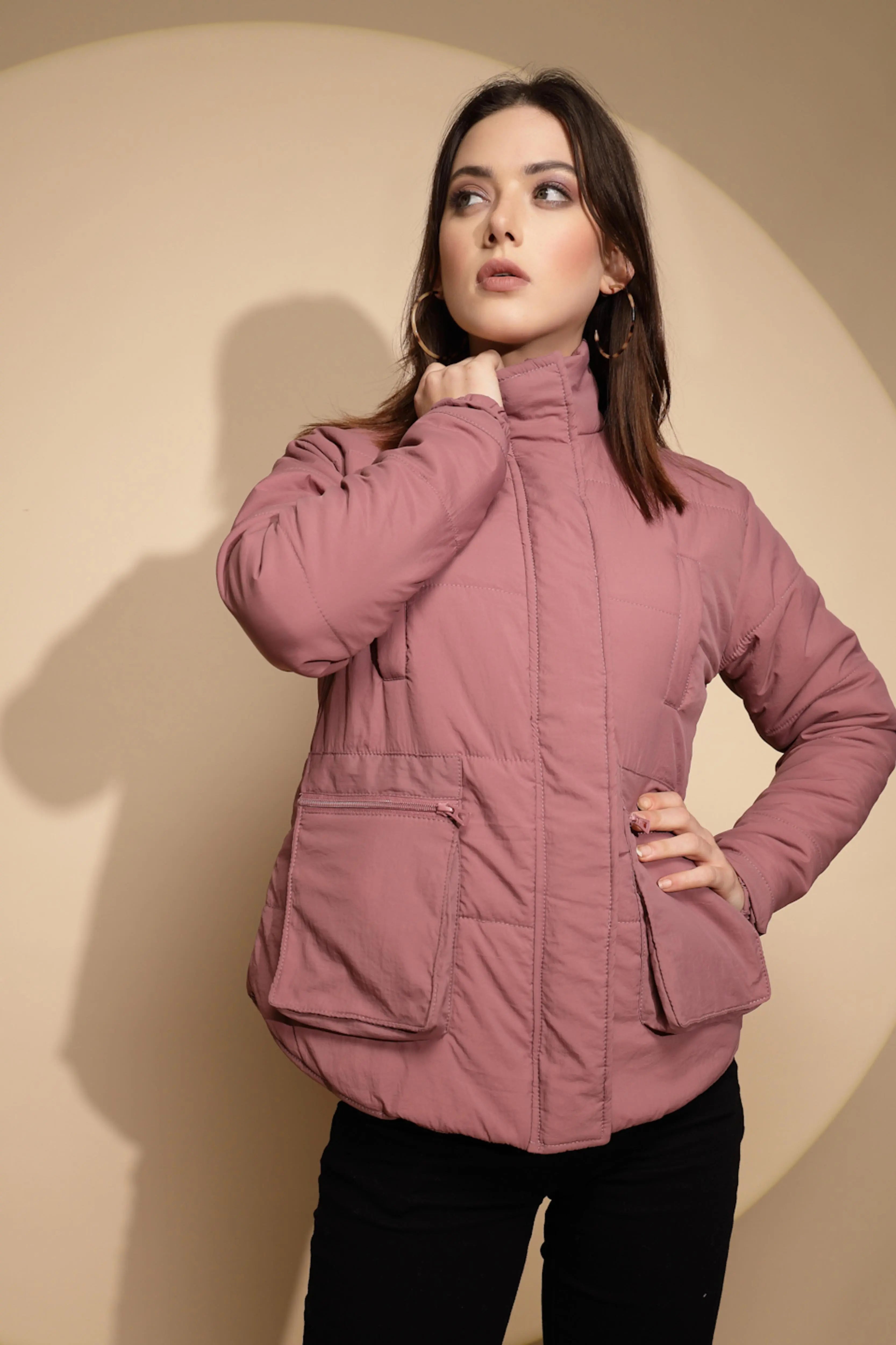 Plum Solid Regular Fit Jacket - Global Republic