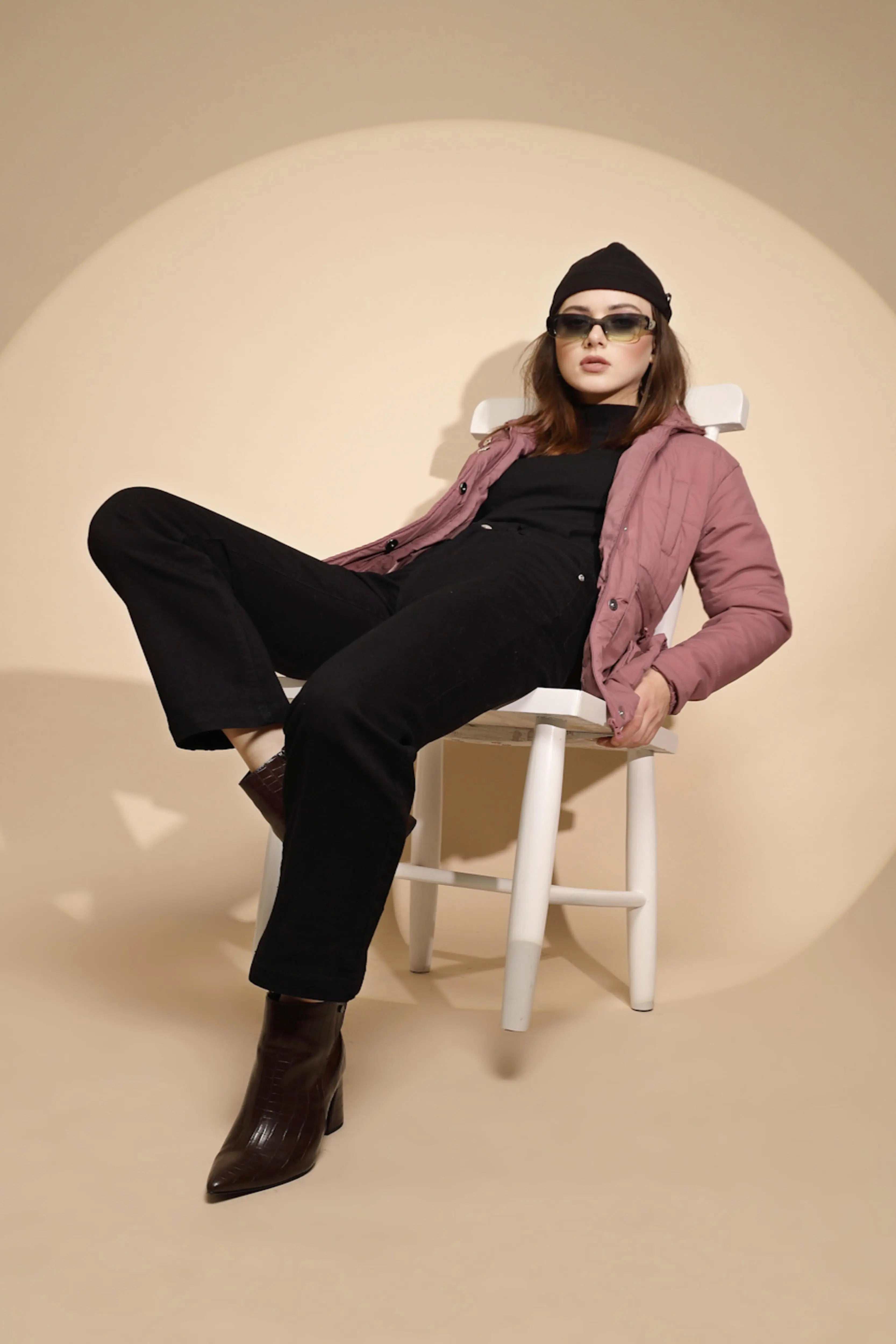 Plum Solid Regular Fit Jacket