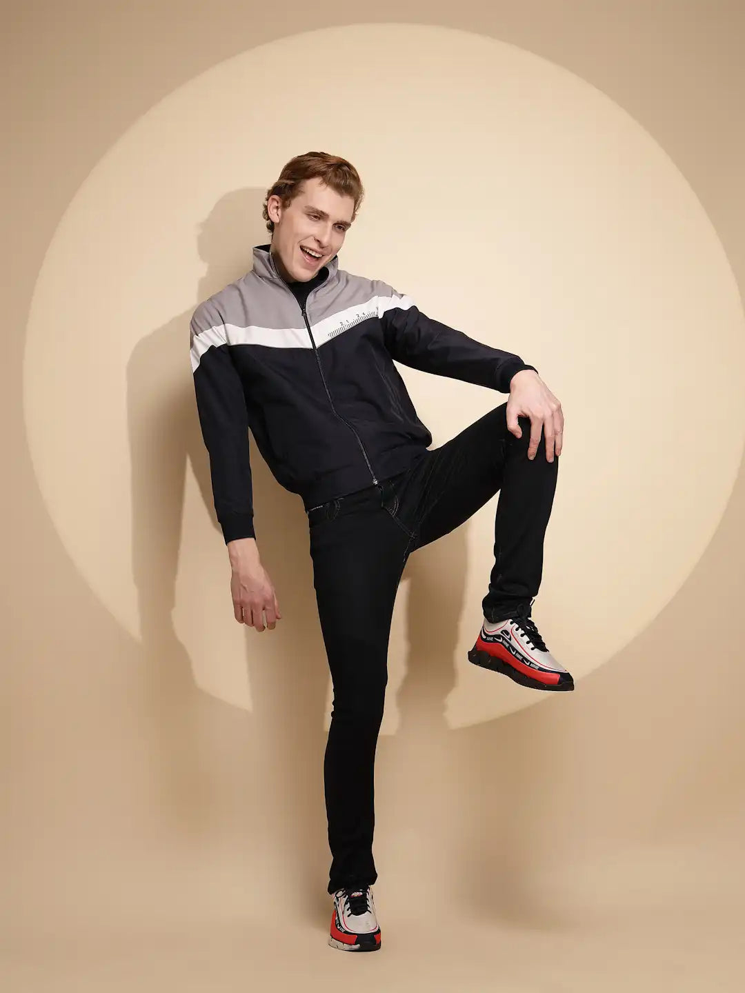 Navy Grey Solid cotton Jacket - Global Republic