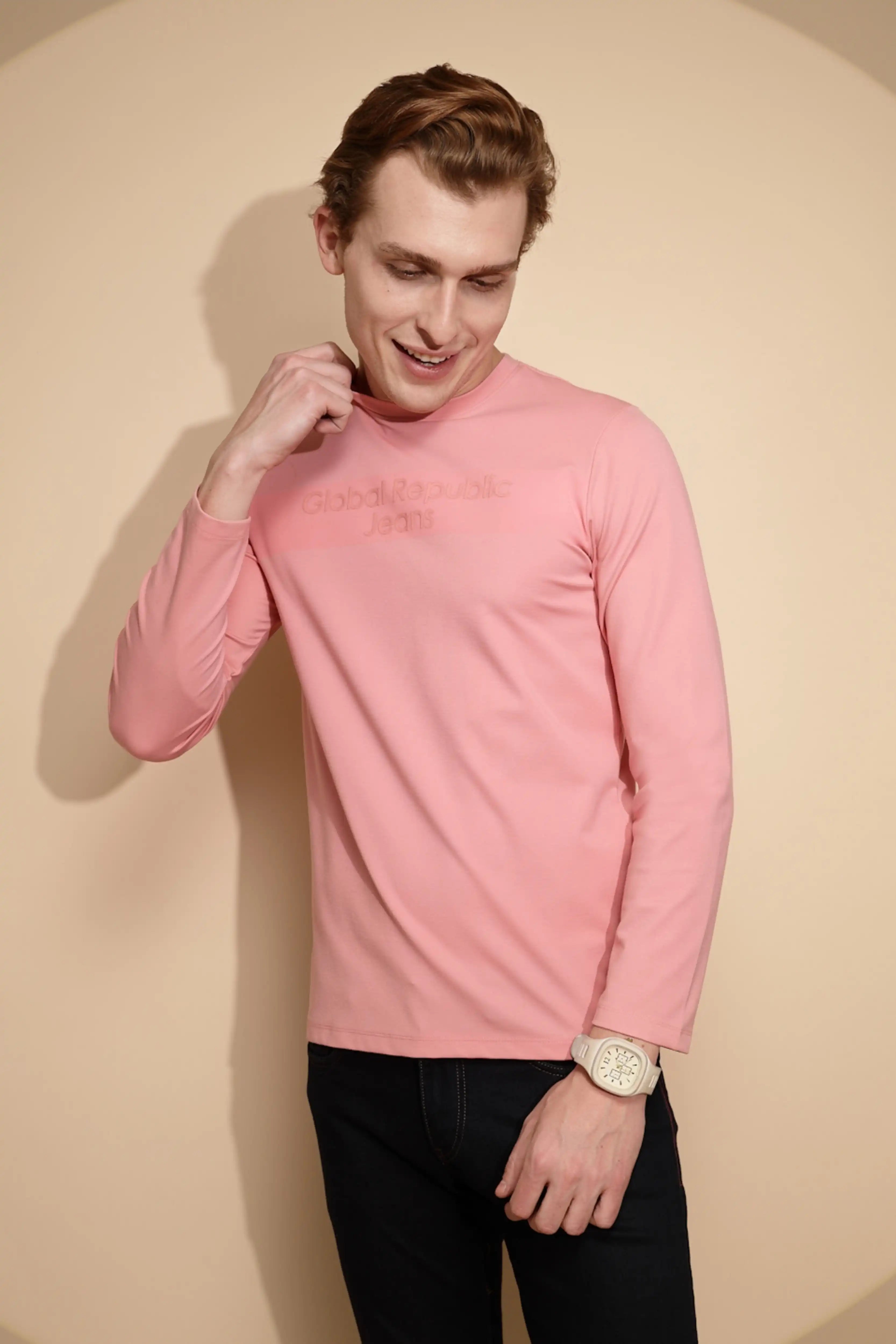 Pink Solid cotton T-Shirt