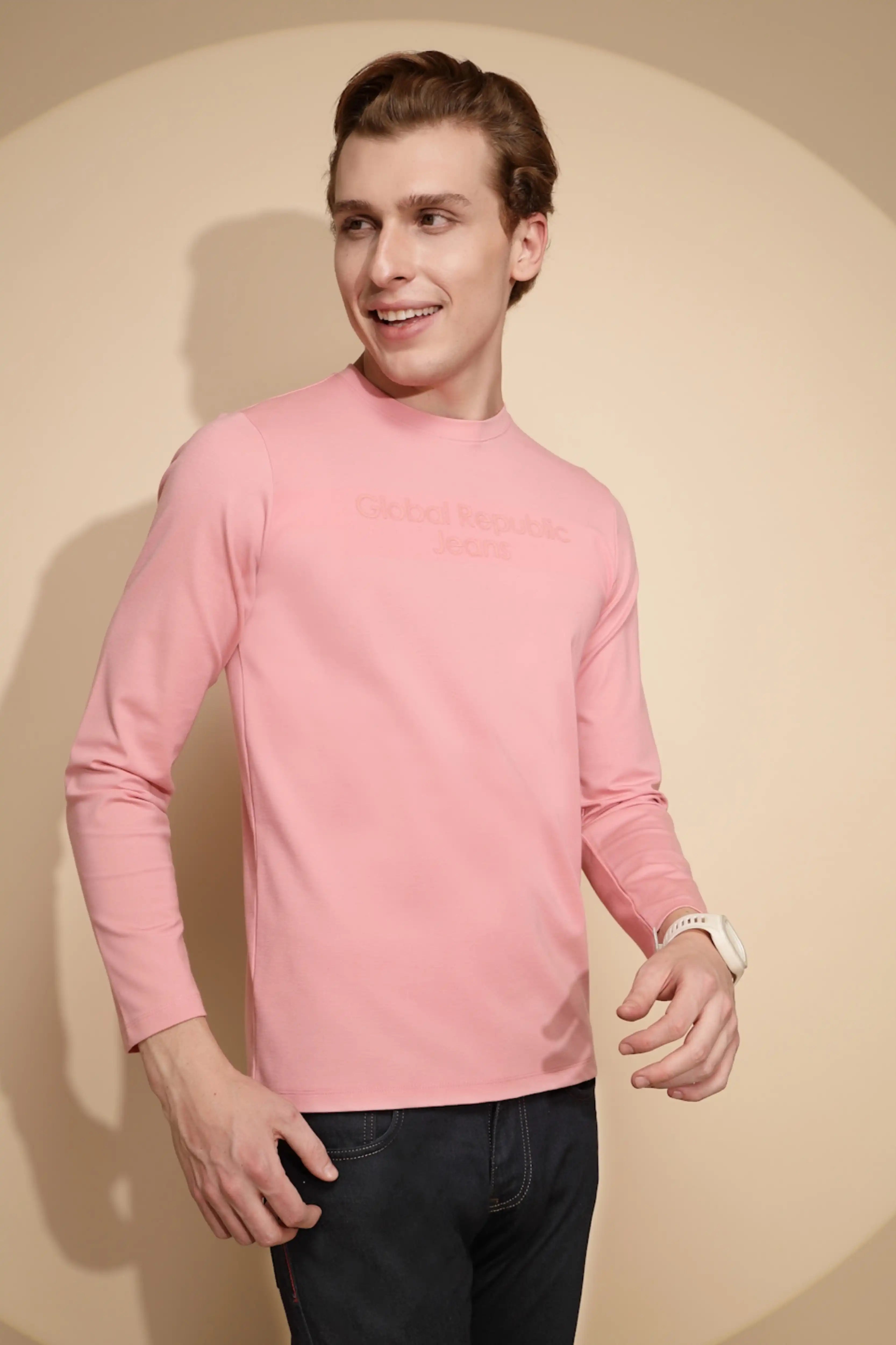 Pink Solid cotton T-Shirt