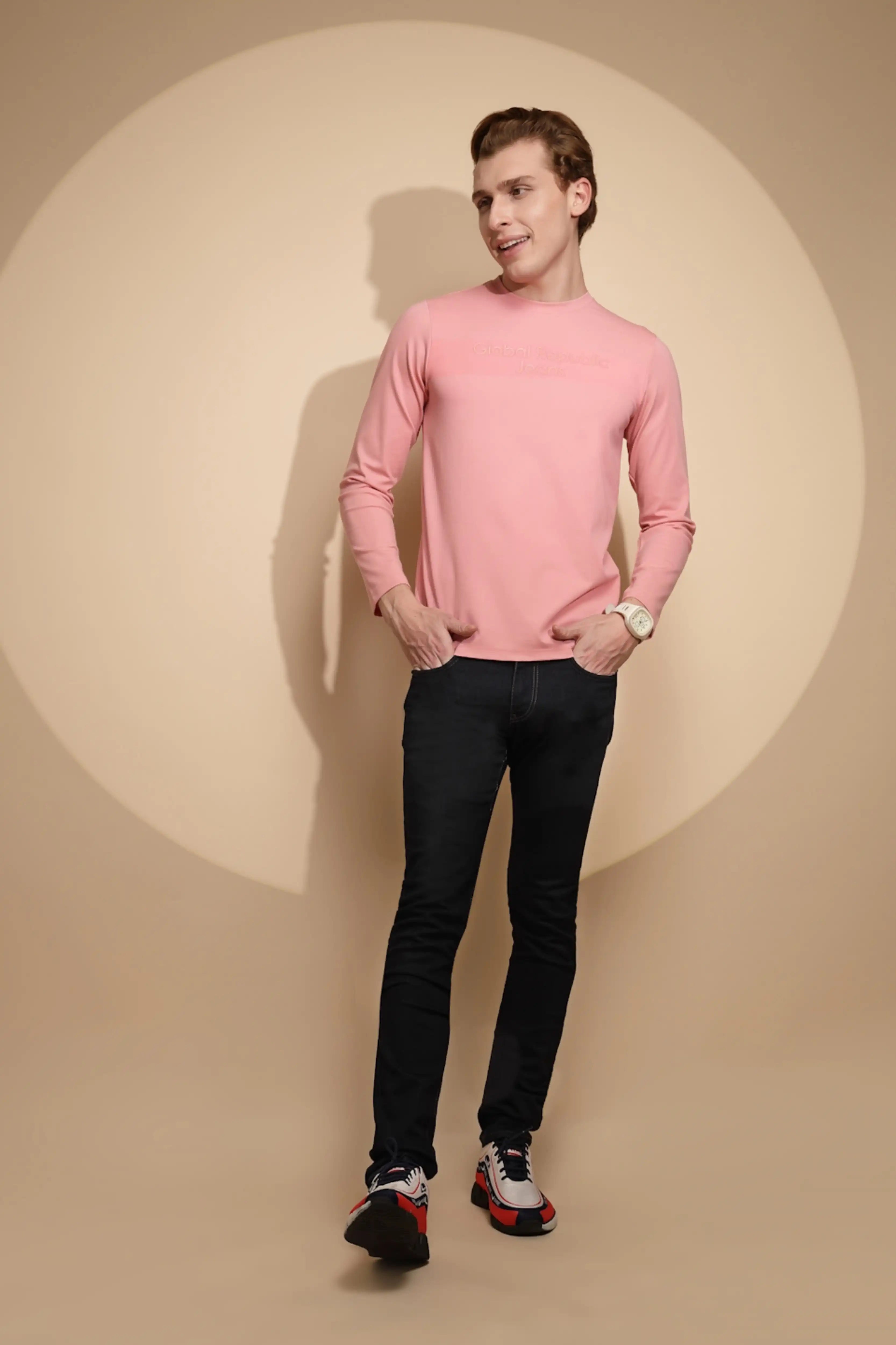 Pink Solid cotton T-Shirt