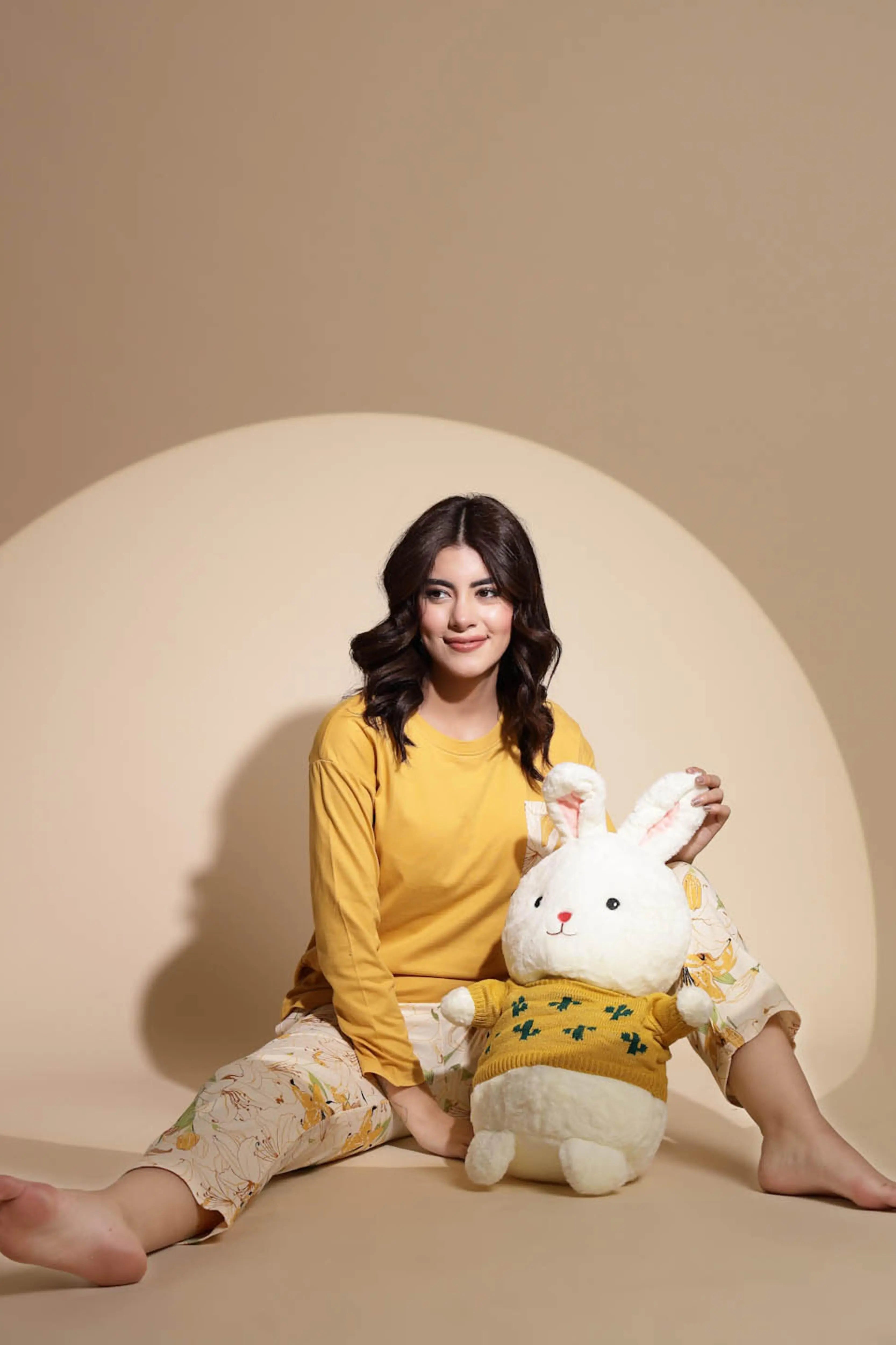 Yellow Hosiery Solid Top & Pyjama Night Suit Set - Global Republic