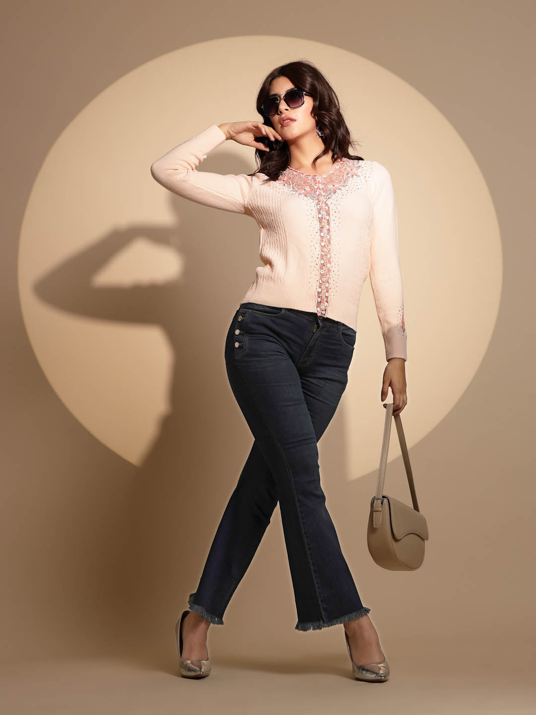 Peach Embroidery Cardigan - Global Republic
