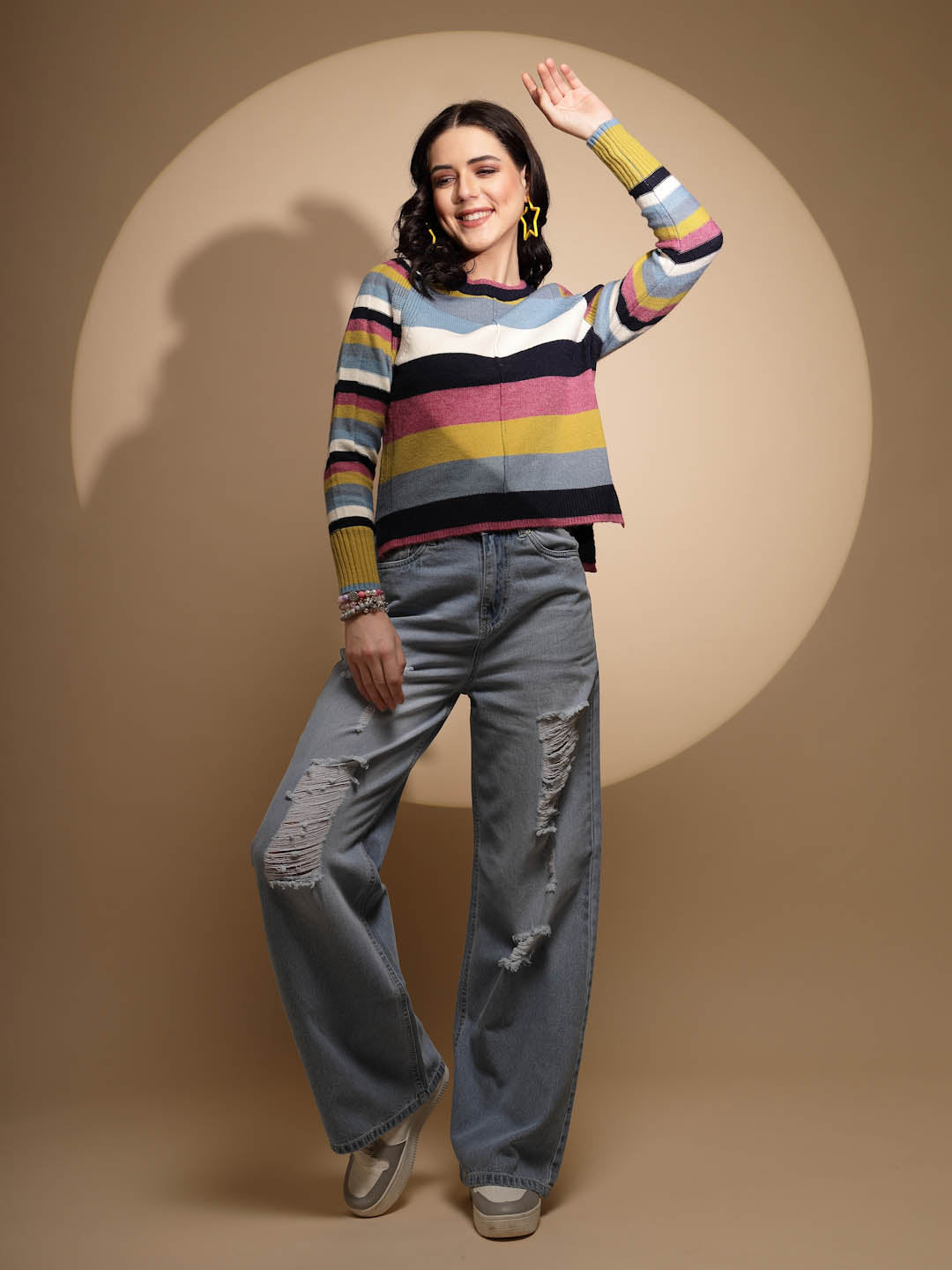 Multicolor Striped Knitted Pullover - Global Republic