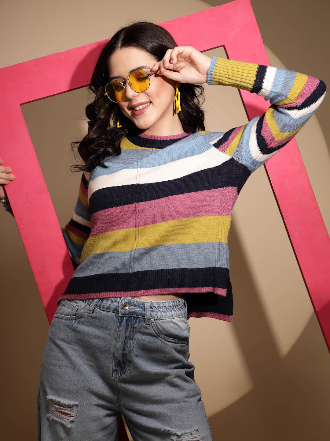 Multicolor Striped Knitted Pullover - Global Republic