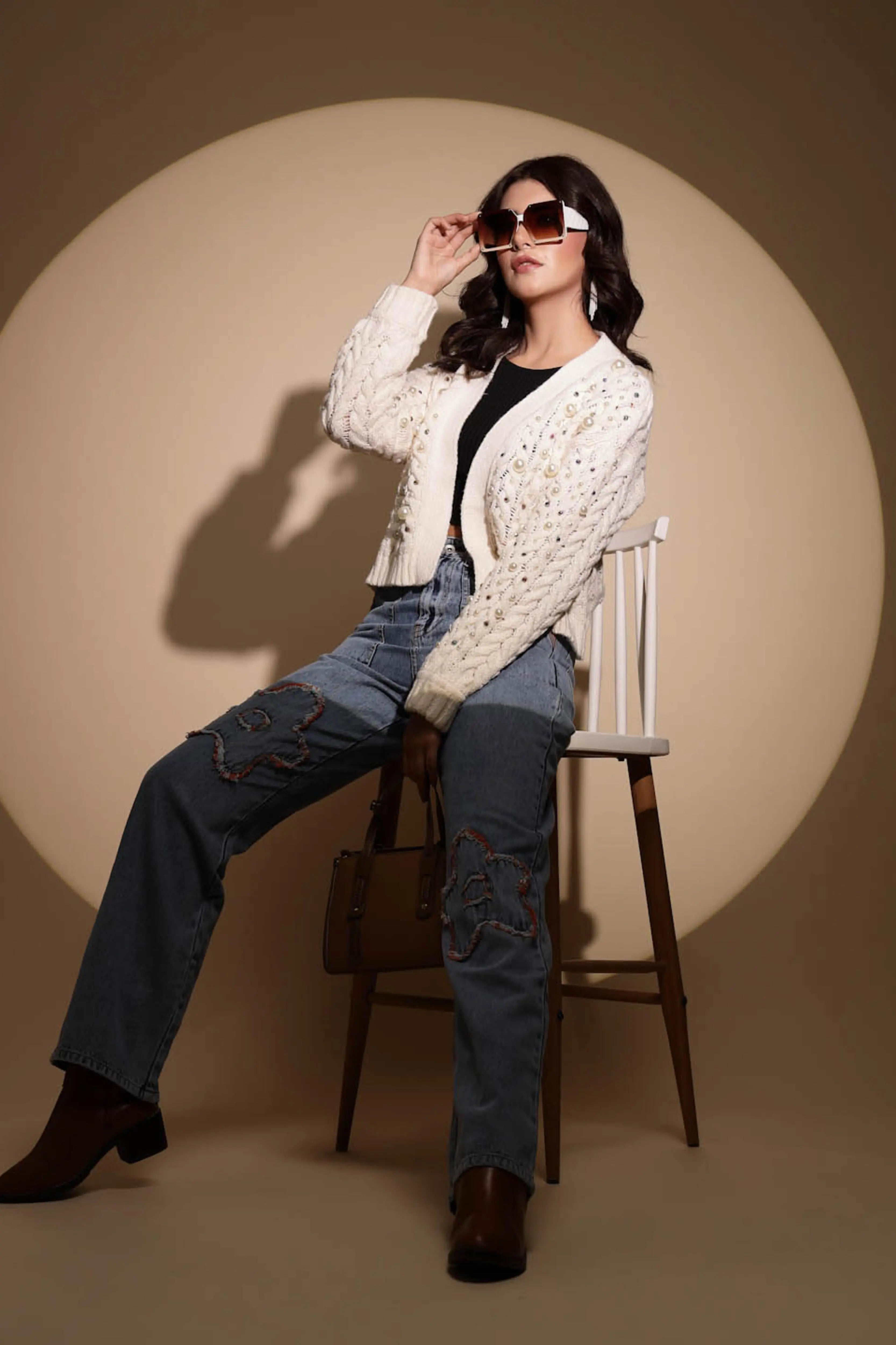 Off White Knitted Shrug - Global Republic