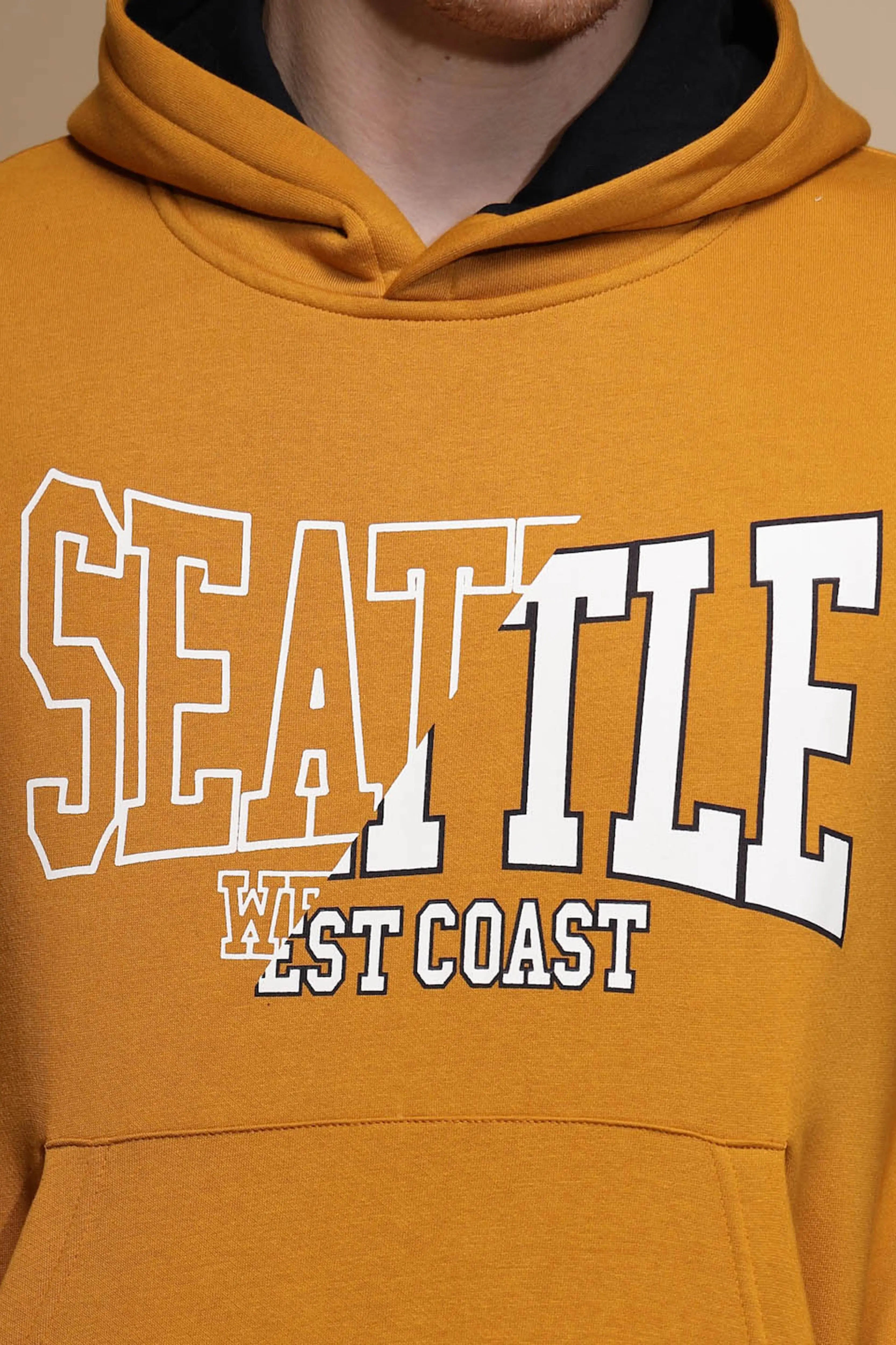 Mustard Solid Hosiery Hooded Sweatshirt - Global Republic