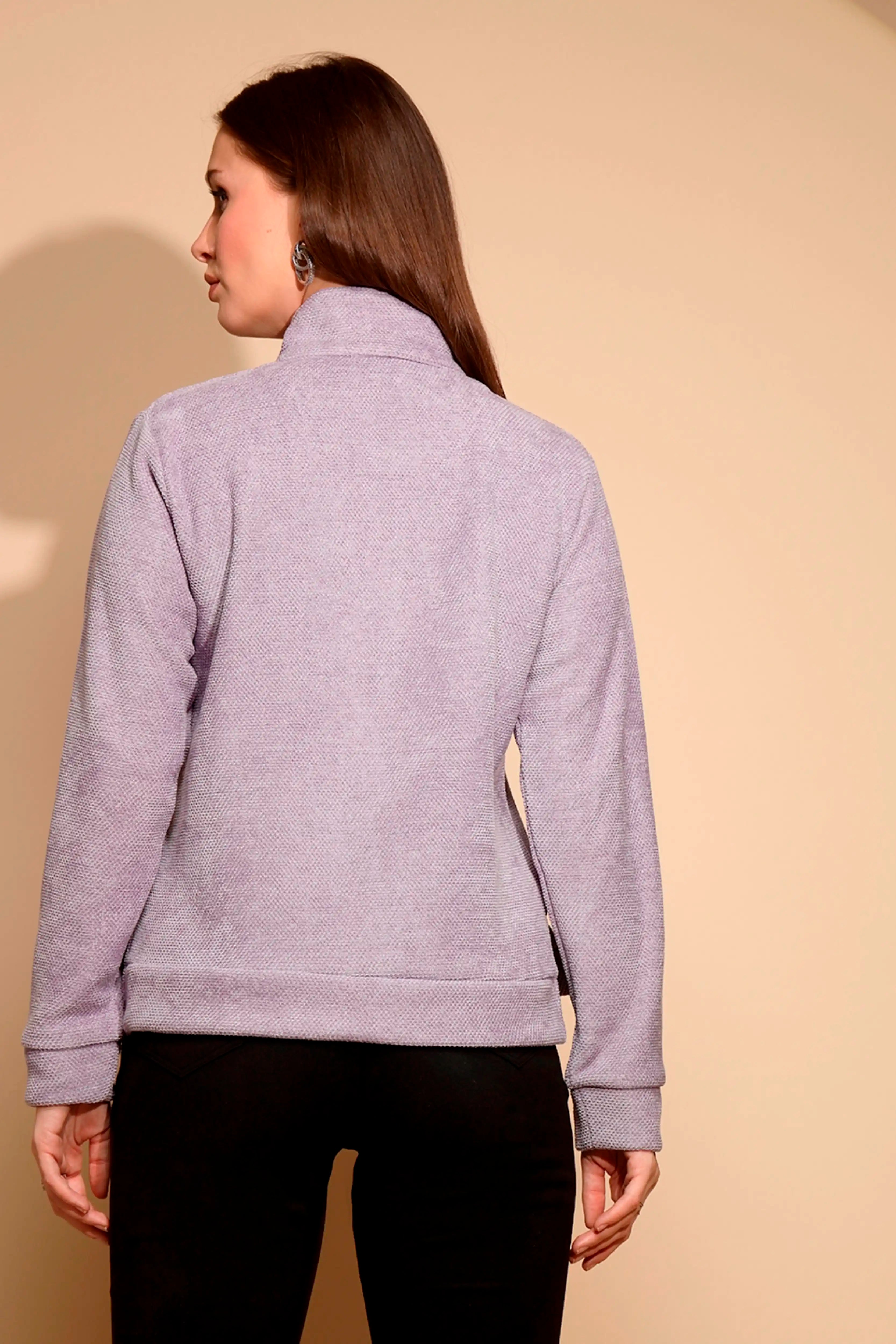 Lilac Solid Fleece Sweatshirt