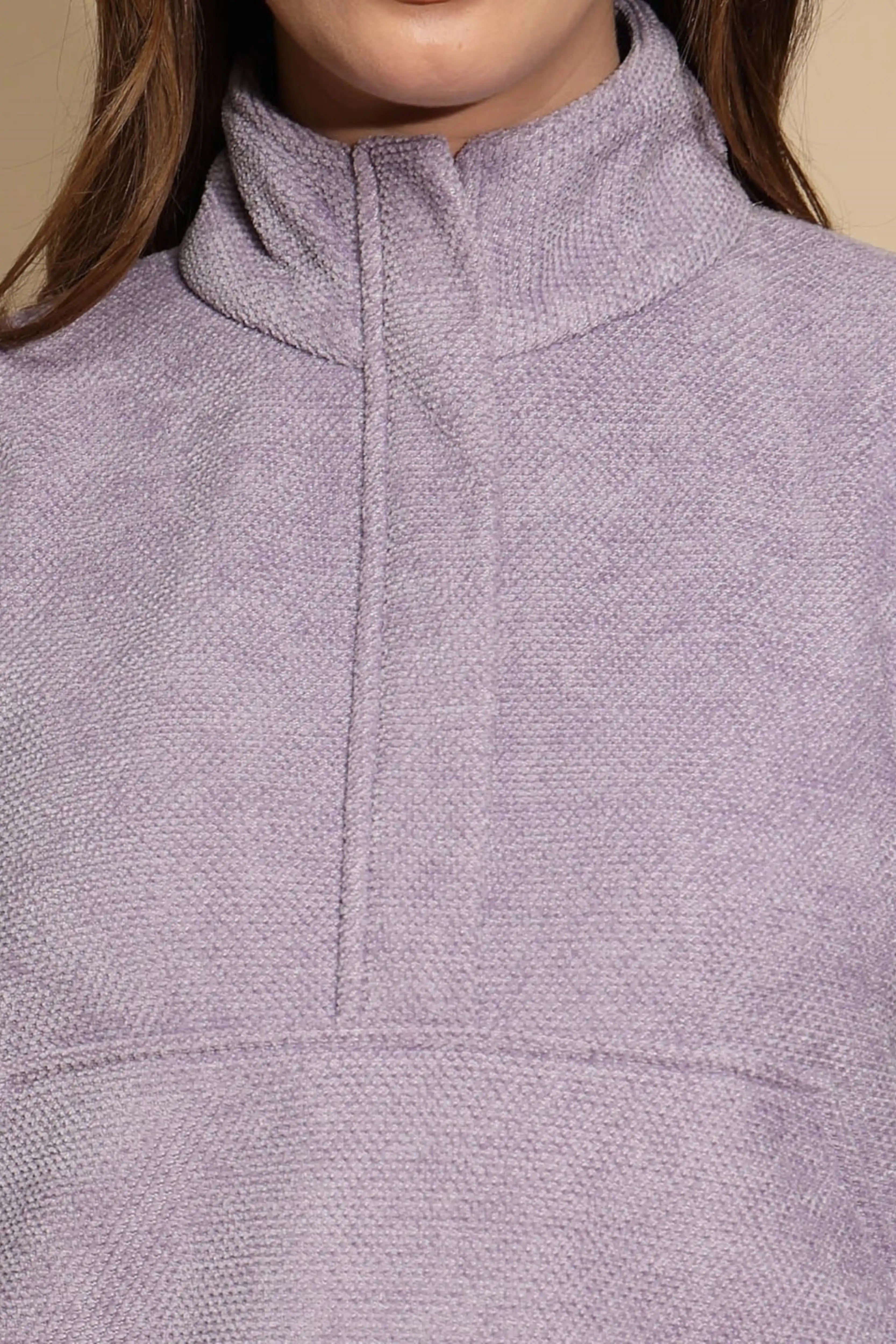 Lilac Solid Fleece Sweatshirt