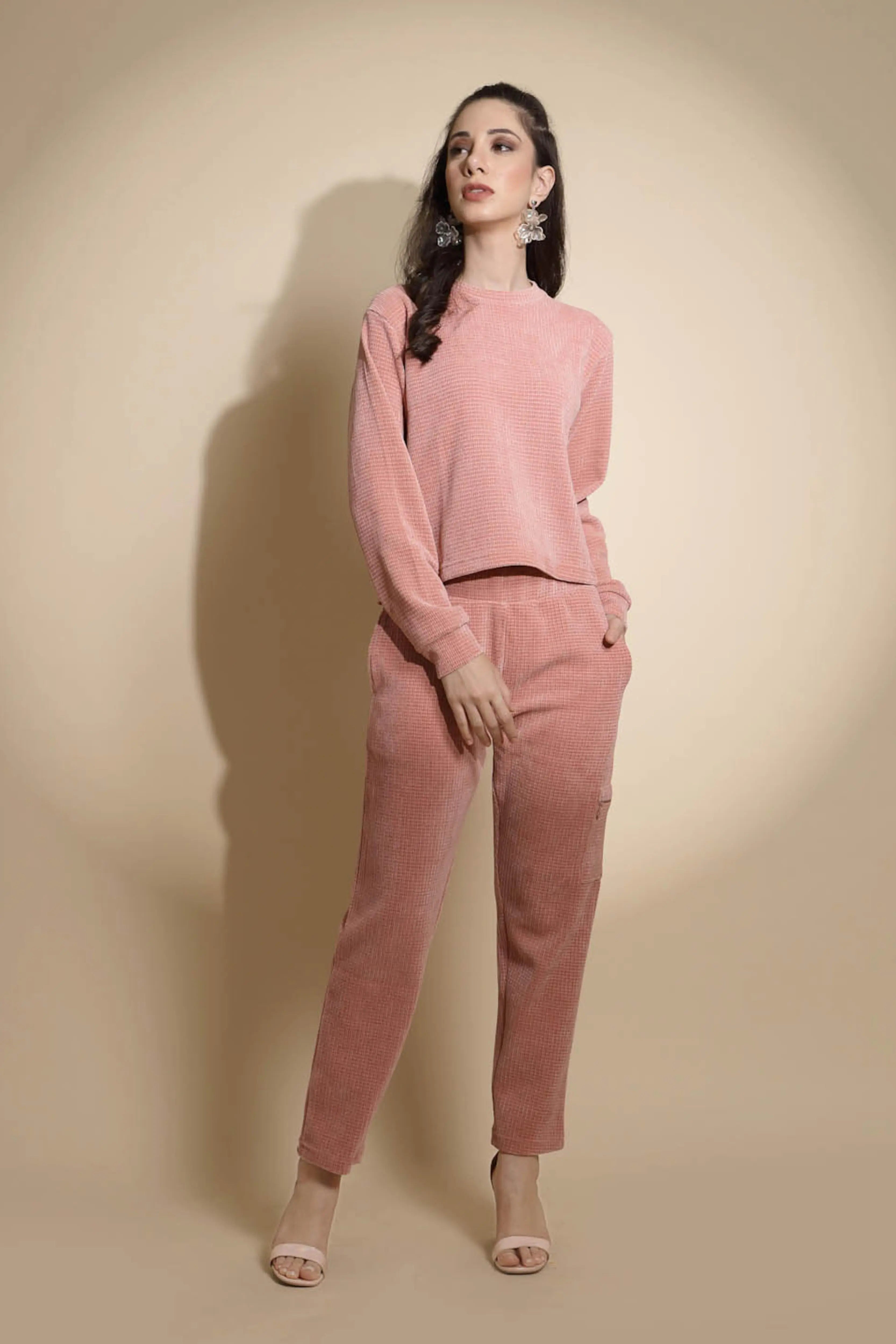 Pink Solid Cotton Blend Co-ord Set - Global Republic