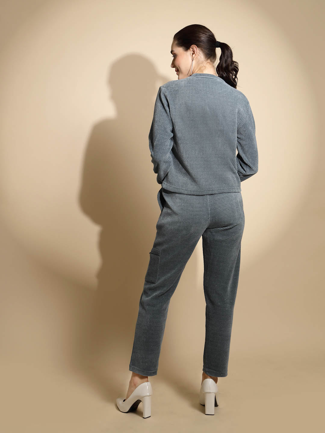 Teal Solid Cotton Blend Co-ord Set - Global Republic