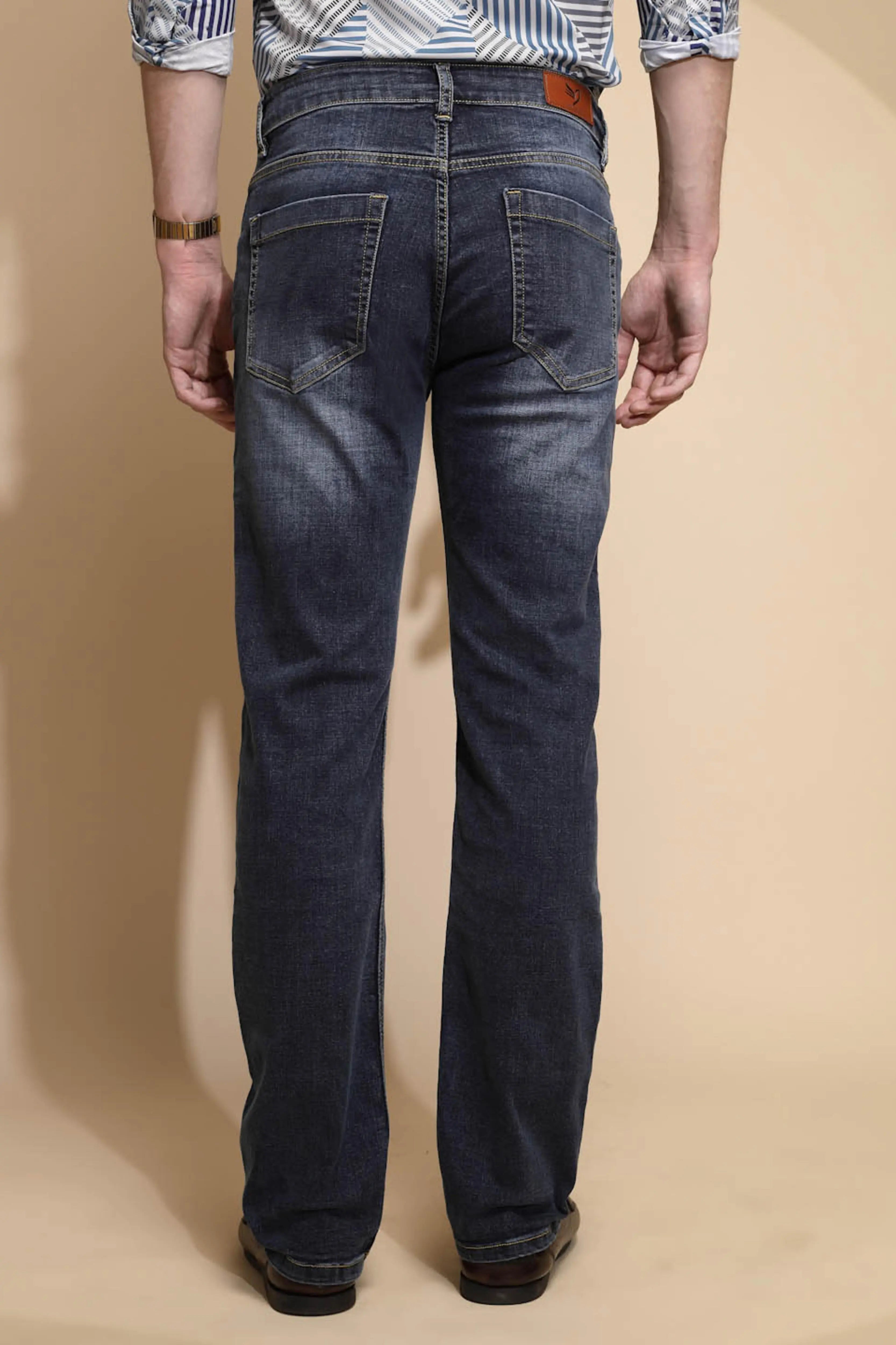 Blue Solid Cotton Blend Jeans - Global Republic