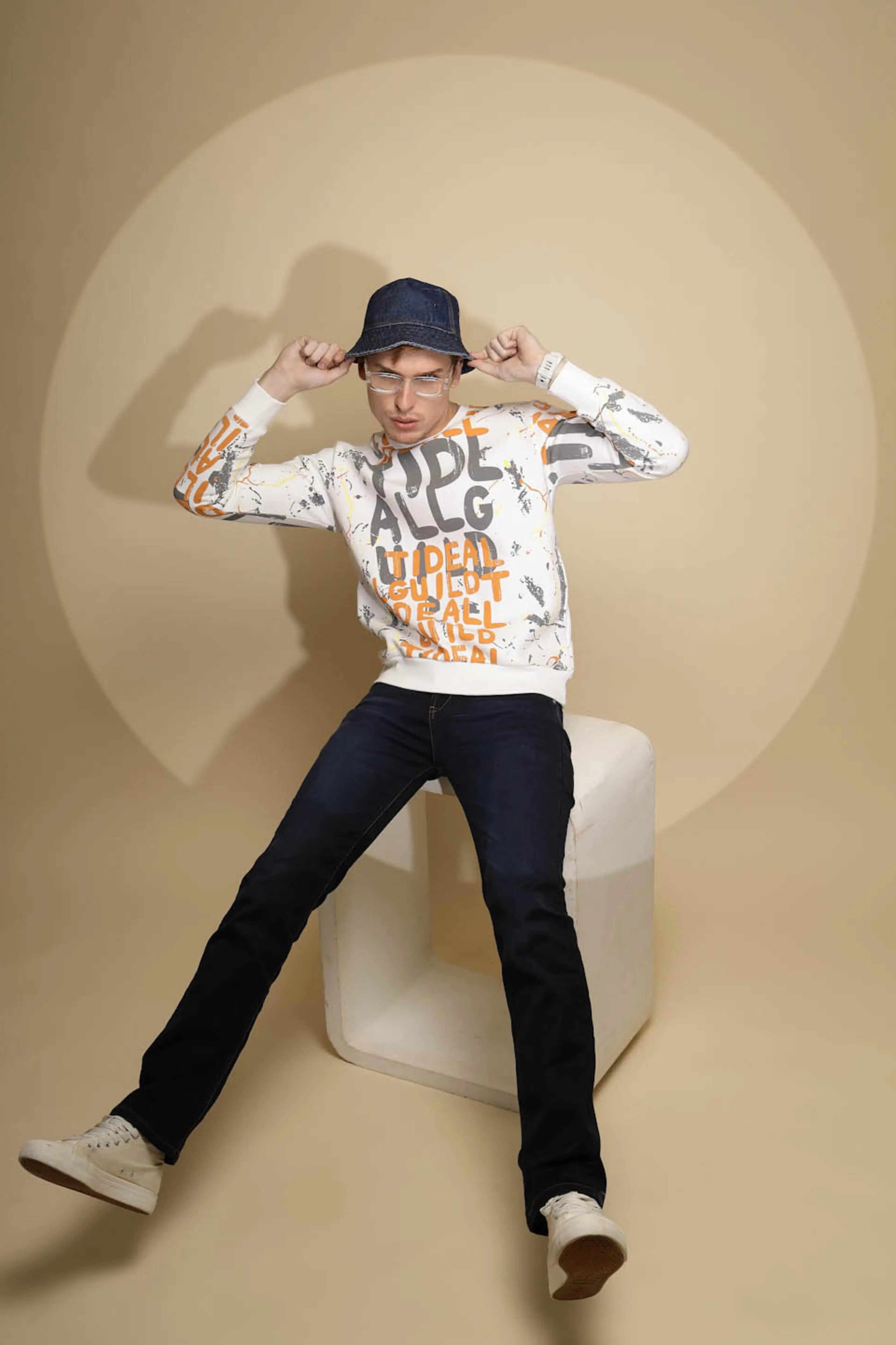 Dark Blue Solid Mid Rise Straight Fit Cotton Blend Jeans - Global Republic