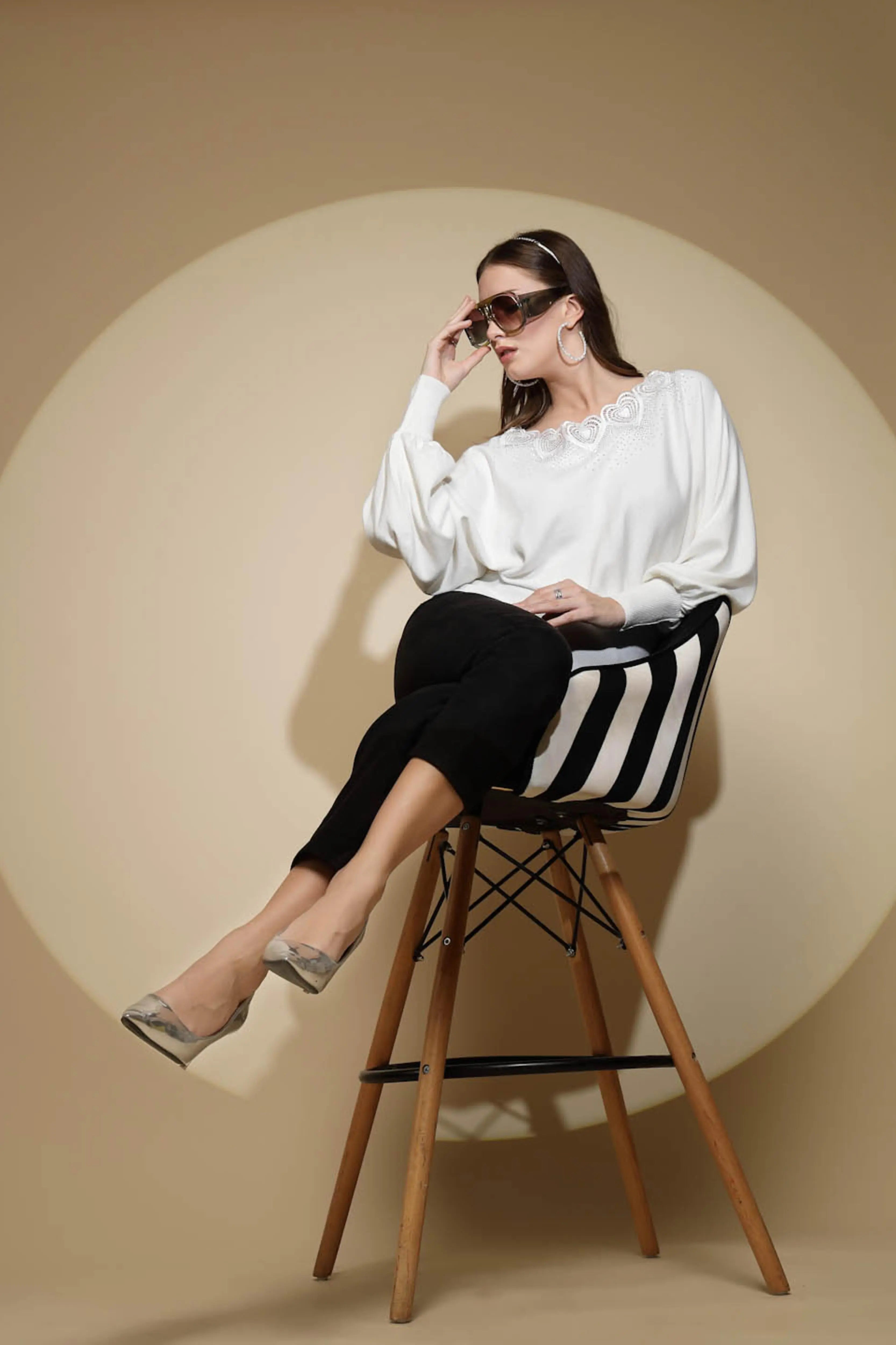 White Embellished Pullover - Global Republic