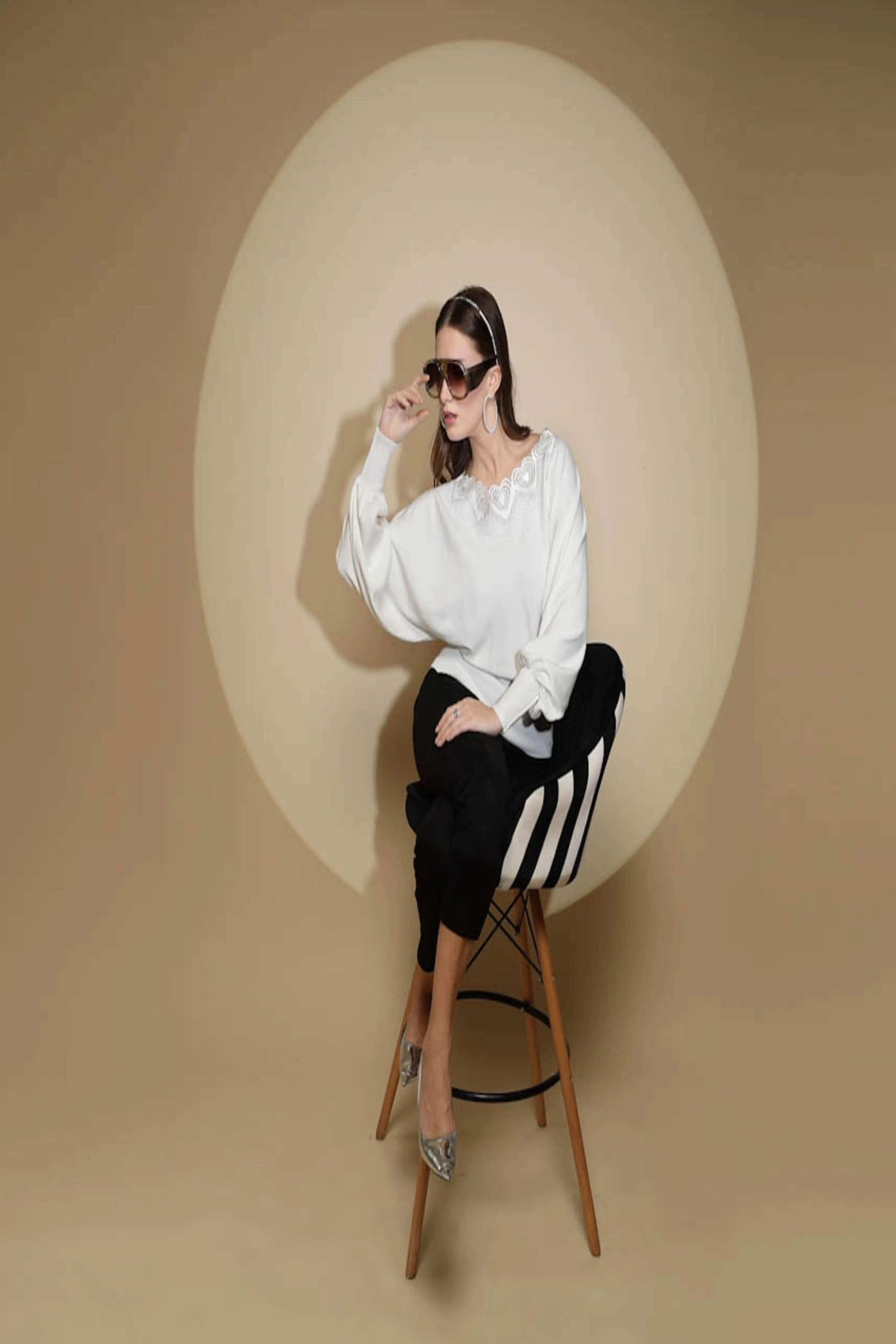 White Embellished Pullover - Global Republic
