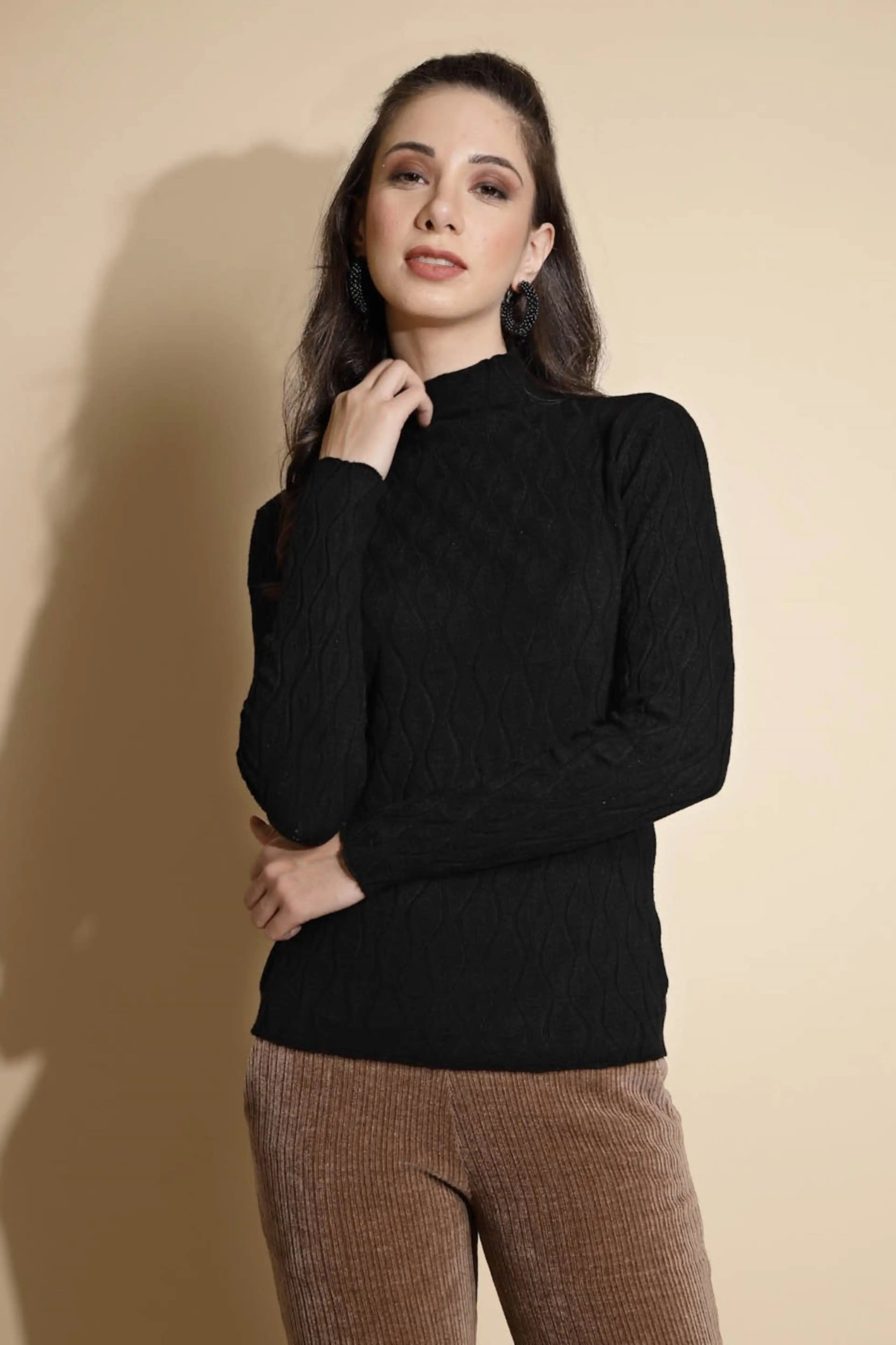Solid Turtle Neck Knitted Skivvy - Global Republic