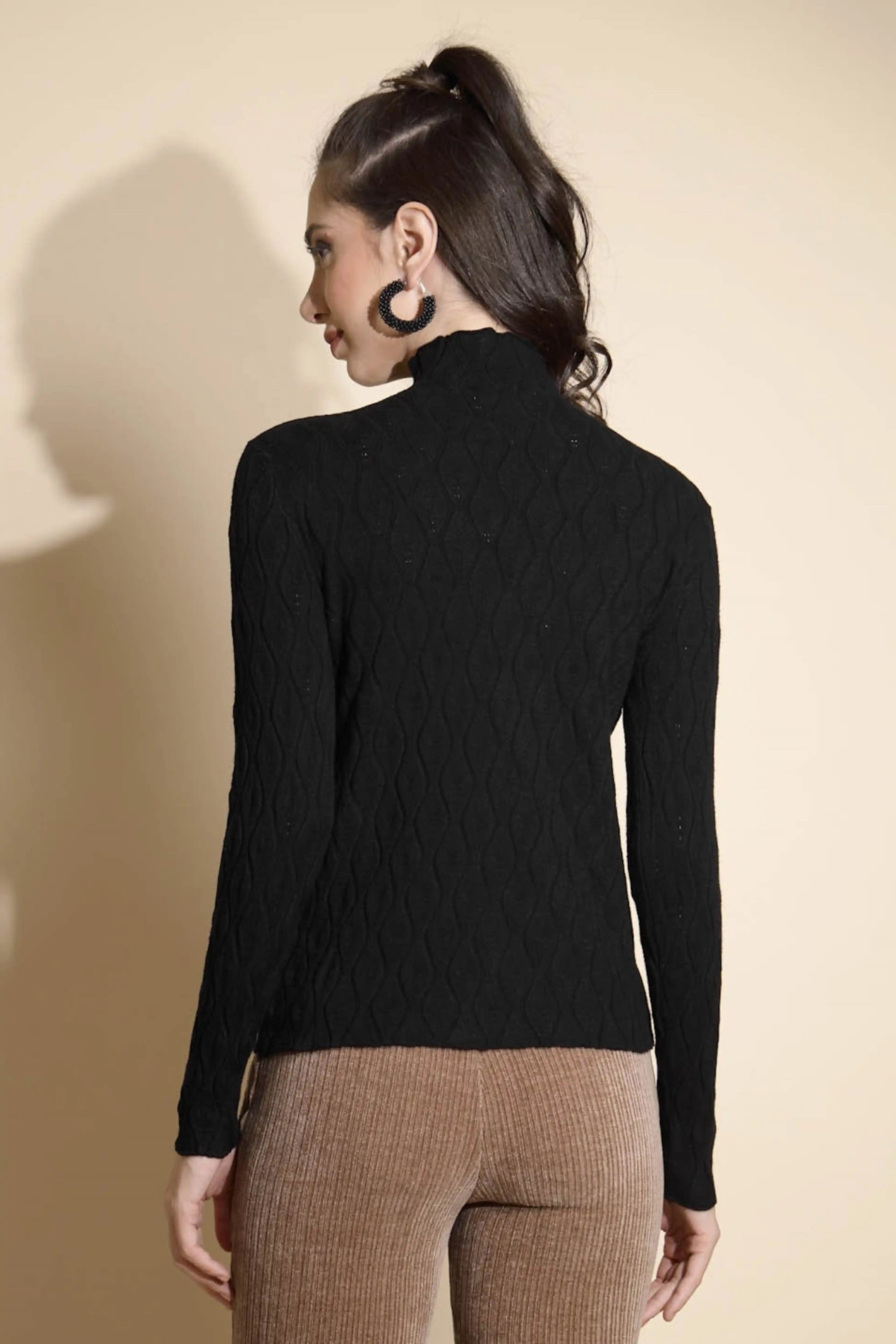 Solid Turtle Neck Knitted Skivvy - Global Republic