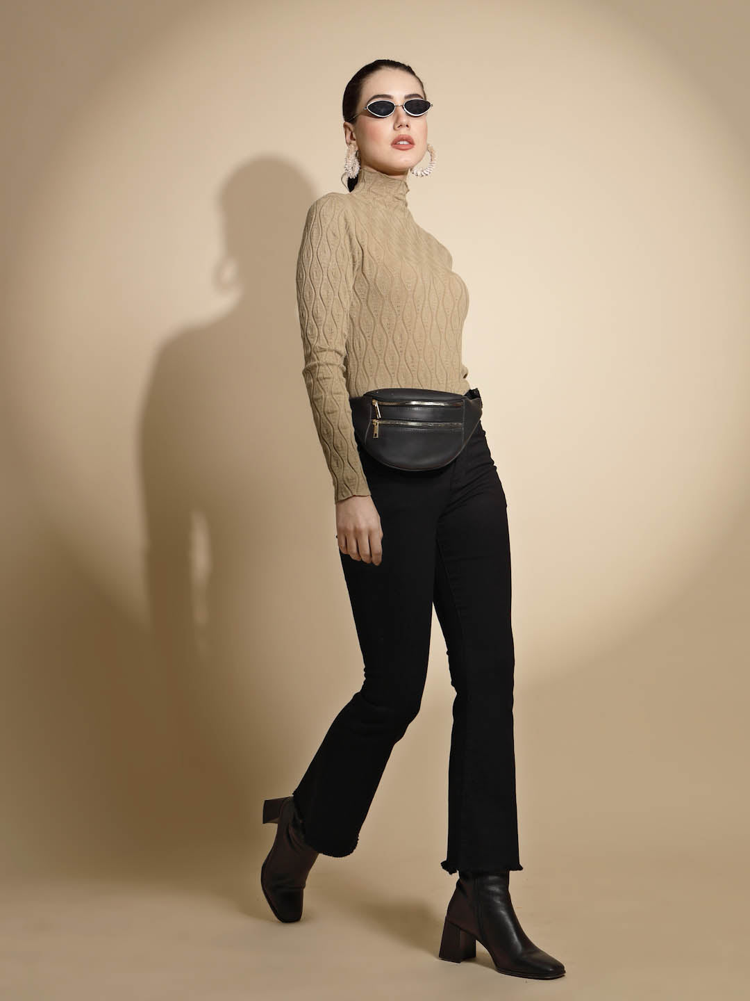Solid Turtle Neck Knitted Skivvy - Global Republic