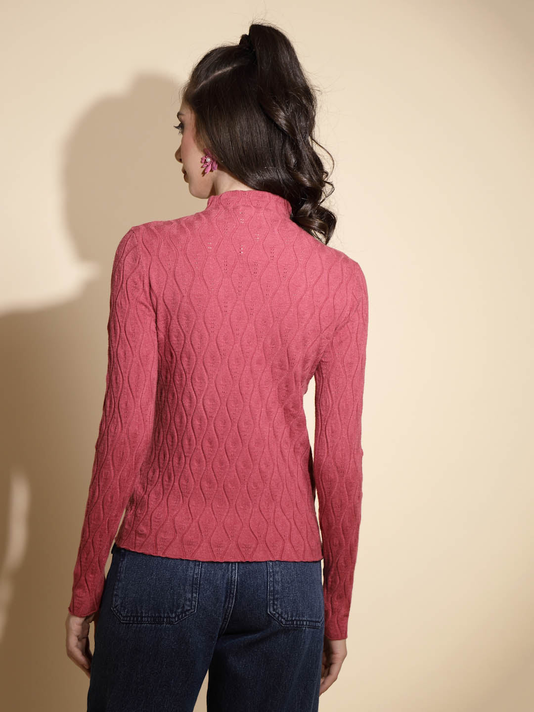 Maroon Solid Knitted Skivvy - Global Republic