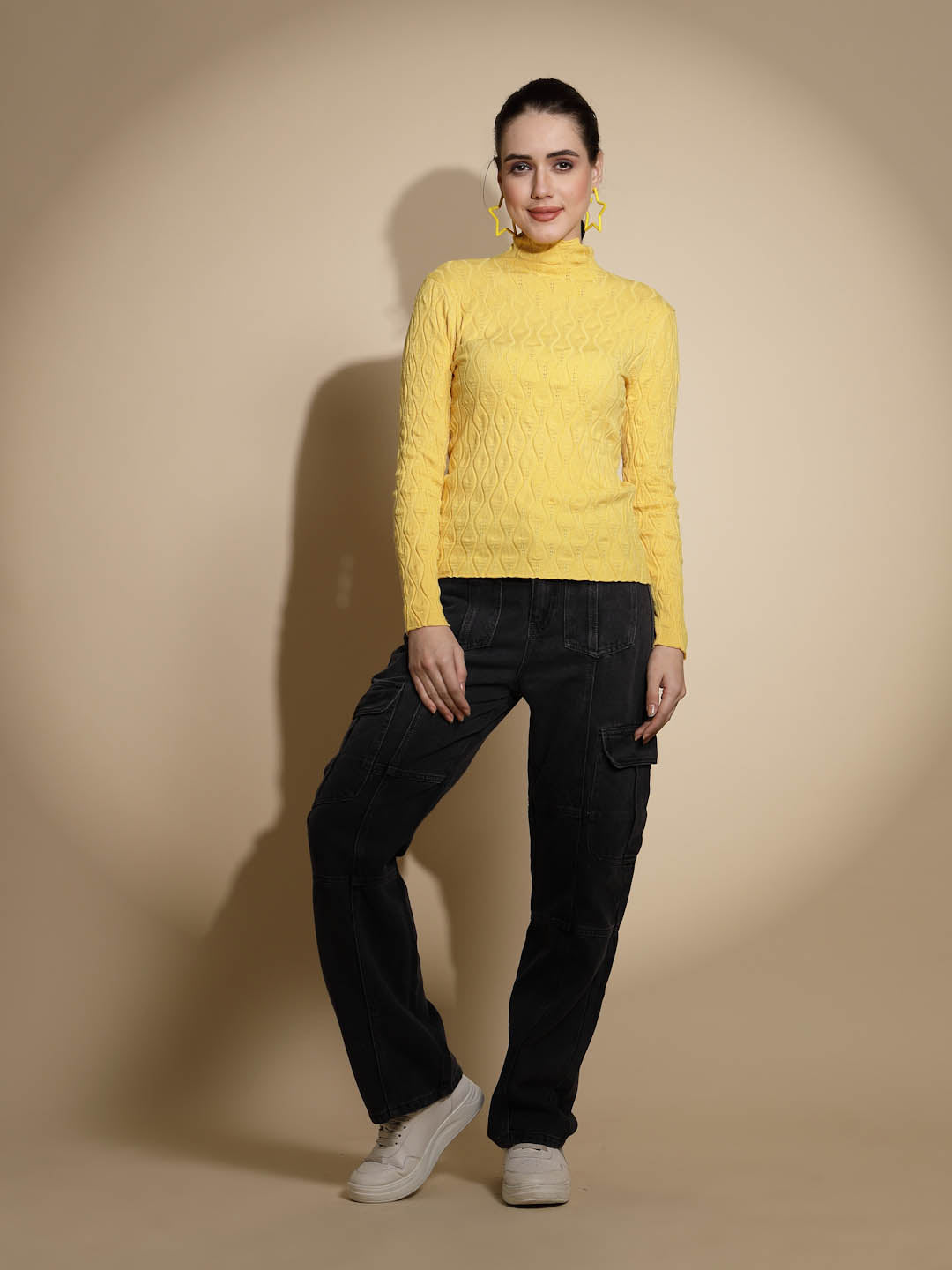 Mustard Solid Knitted Skivvy - Global Republic