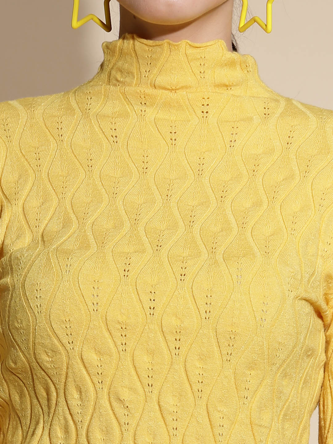 Mustard Solid Knitted Skivvy - Global Republic