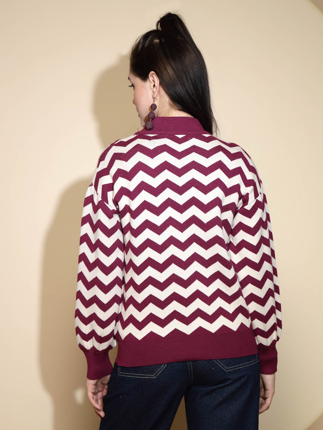 Mulberry Geometric print Acrylic Pullover Sweater - Global Republic