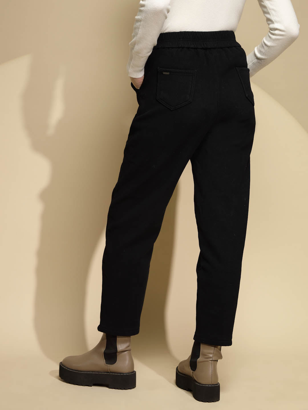 Black Cotton Ankle Length Trouser - Global Republic