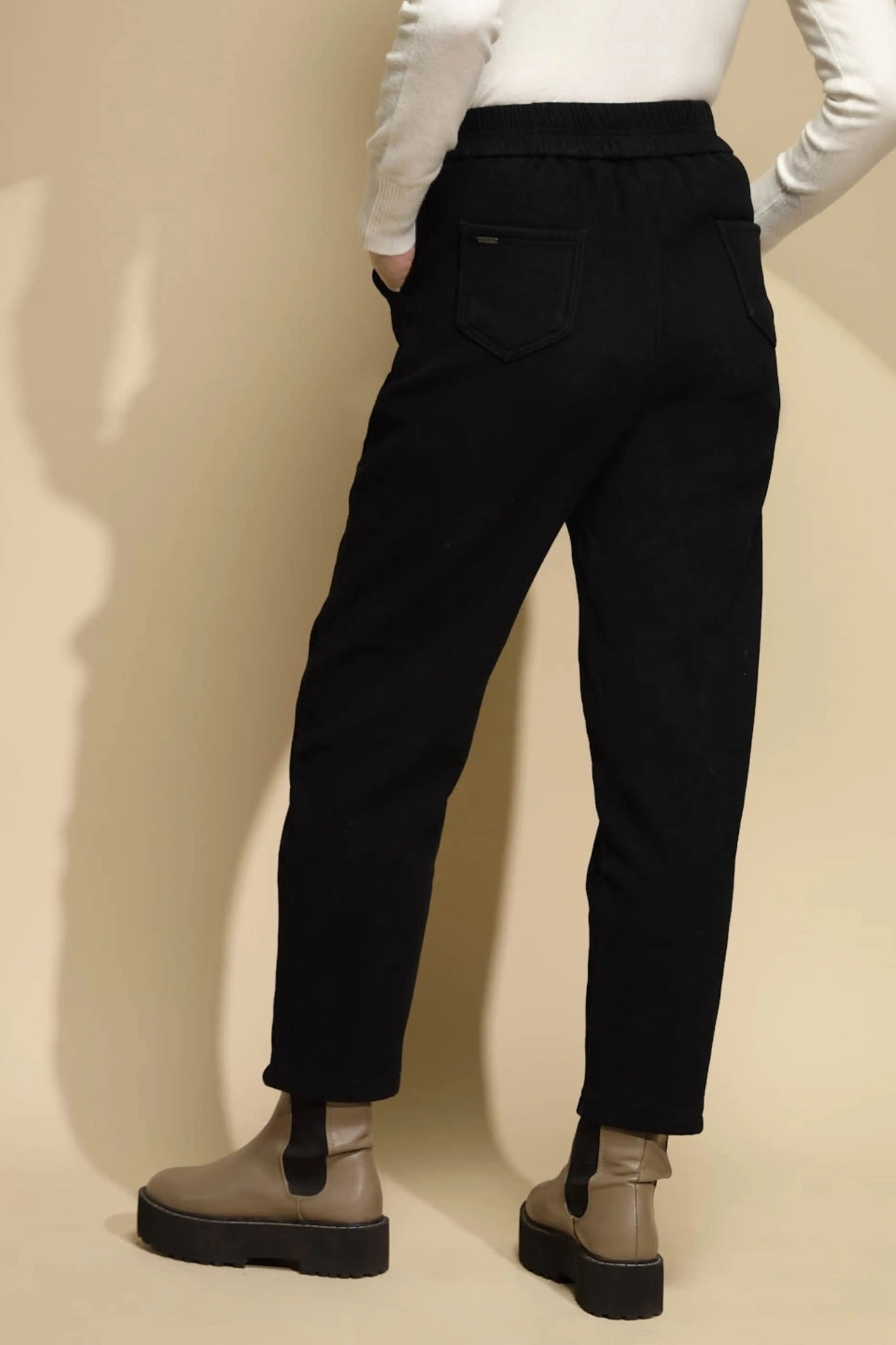 Black Cotton Ankle Length Trouser