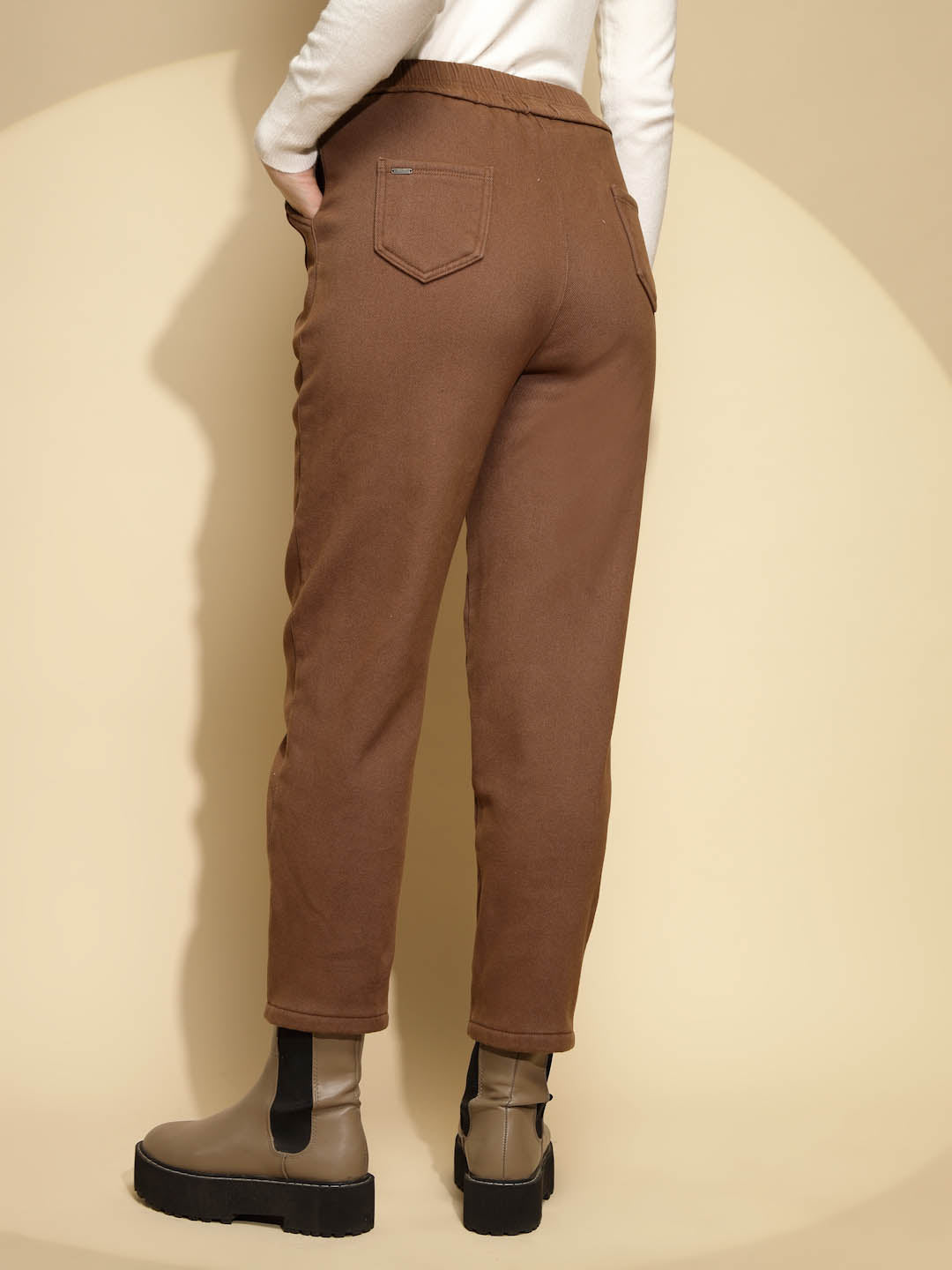 Brown Cotton Ankle Length Trouser - Global Republic