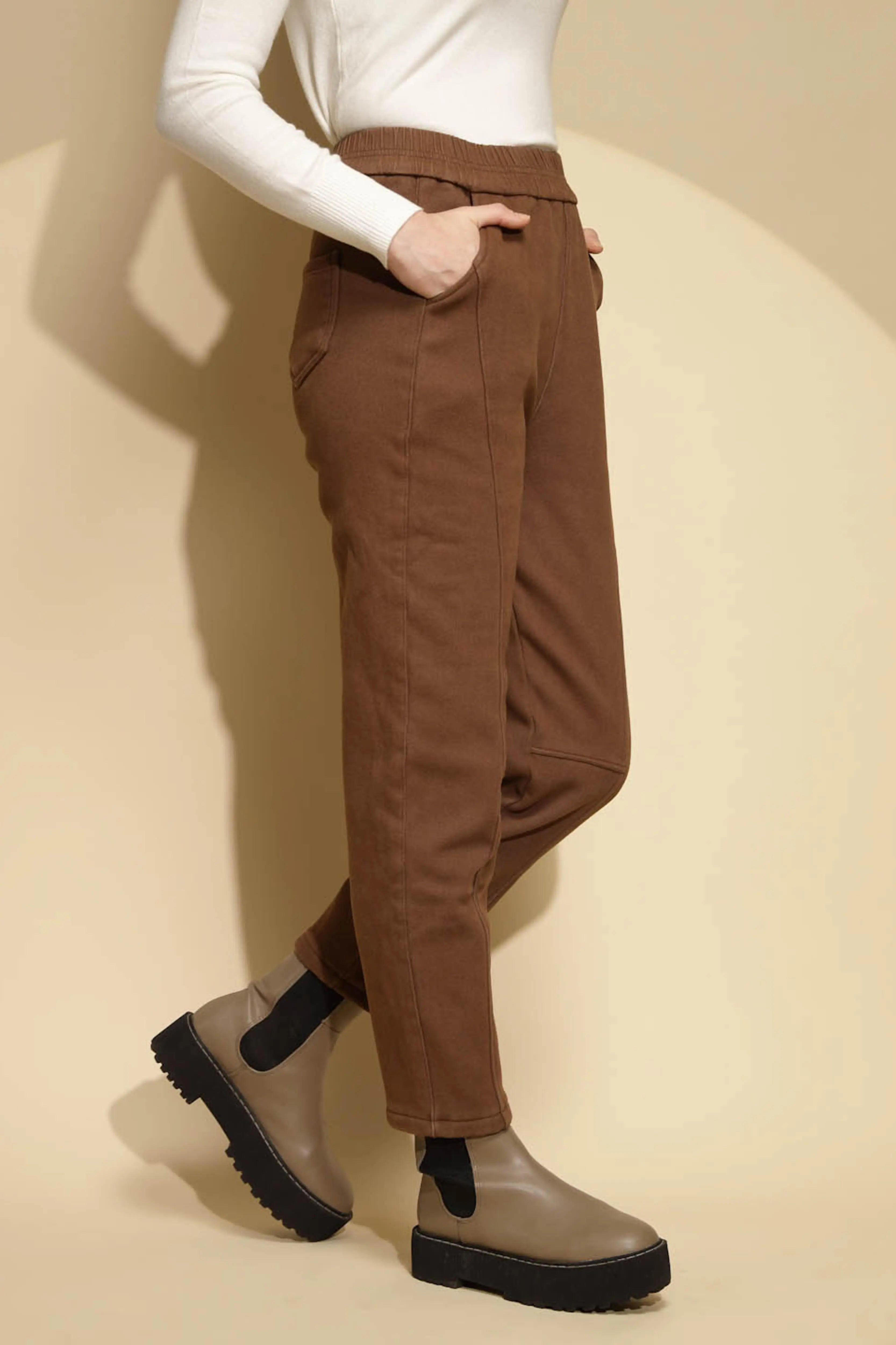 Brown Cotton Ankle Length Trouser - Global Republic