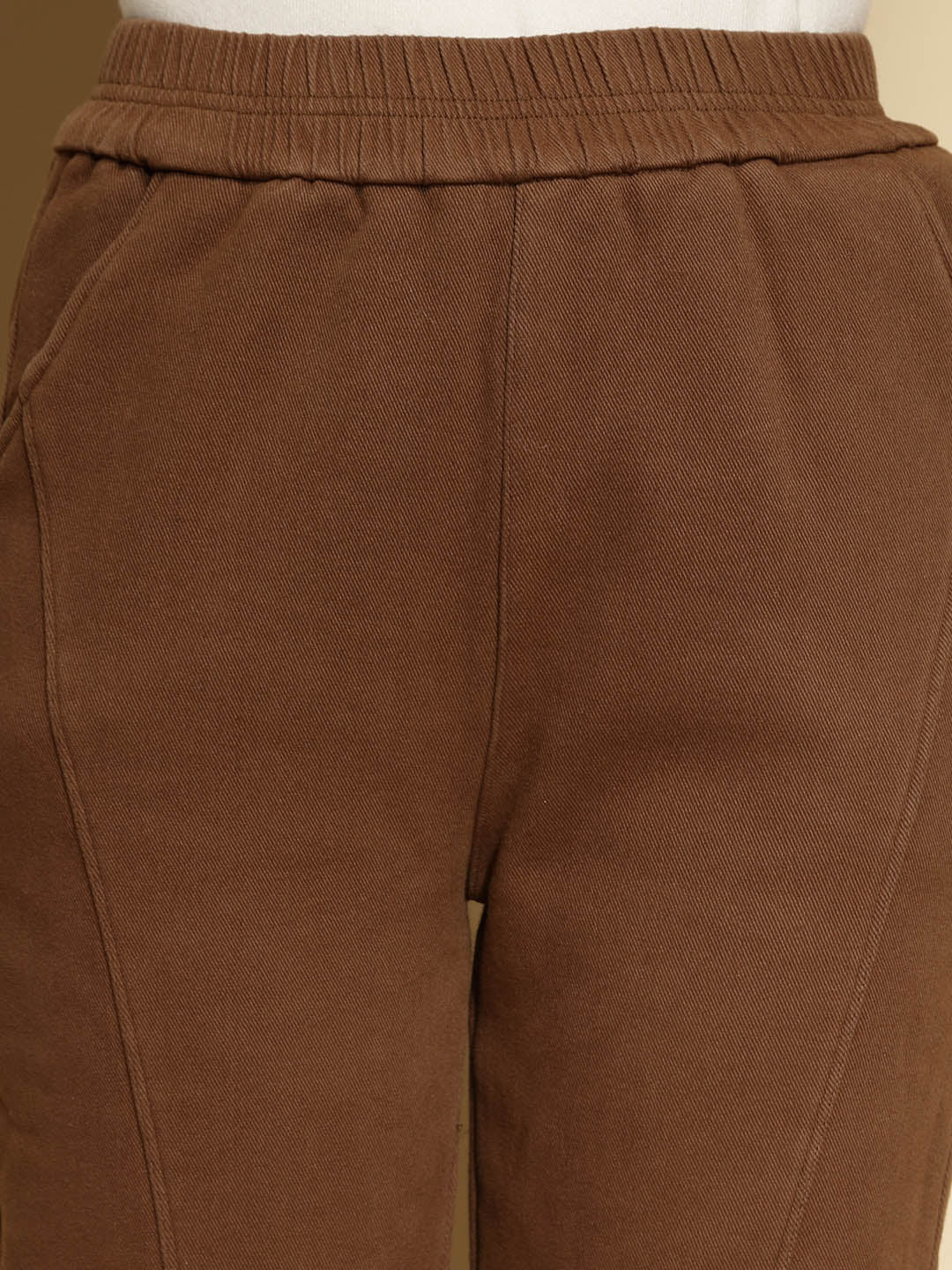 Brown Cotton Ankle Length Trouser - Global Republic