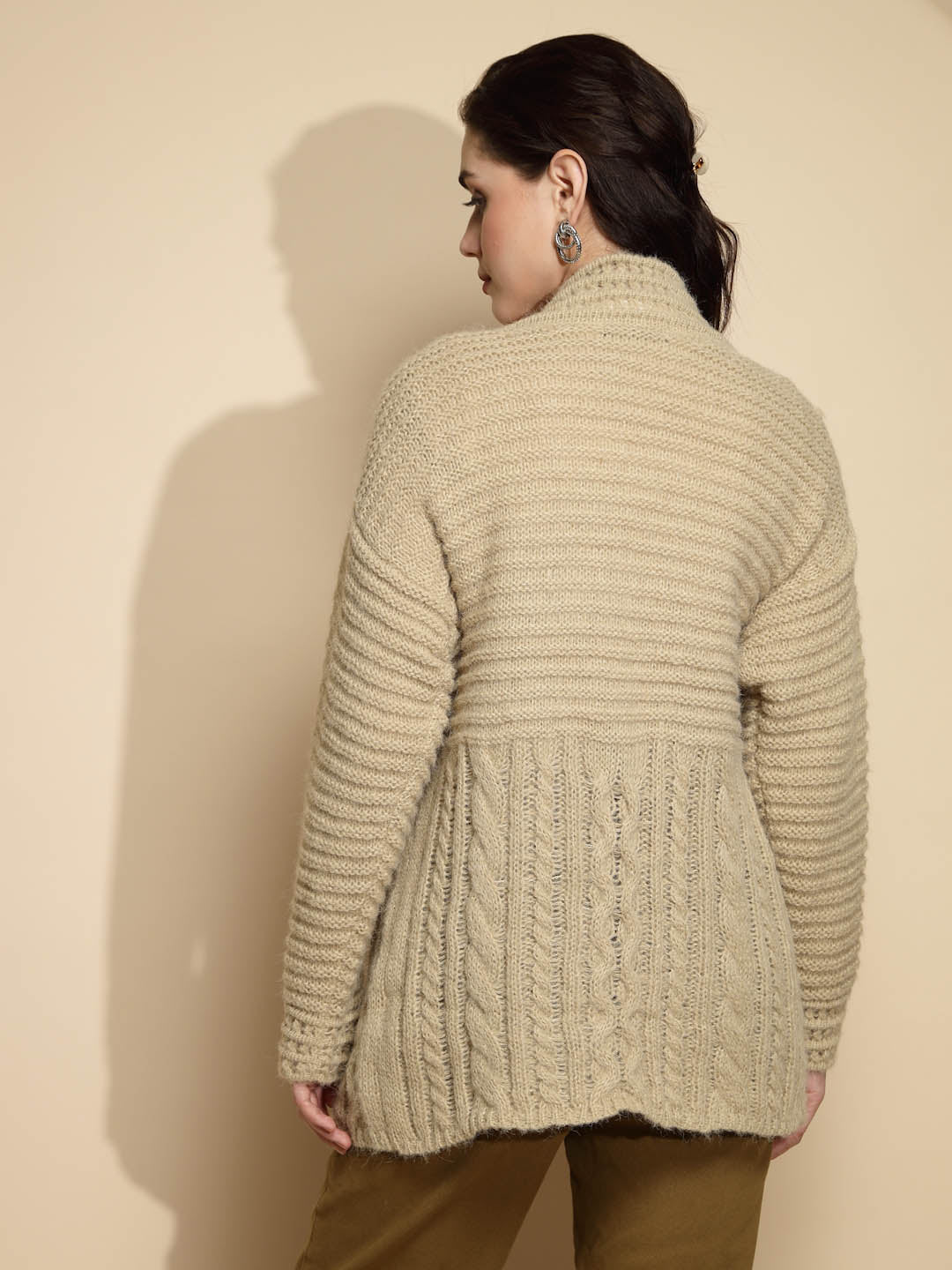 Light Olive Open Neck Cardigan - Global Republic