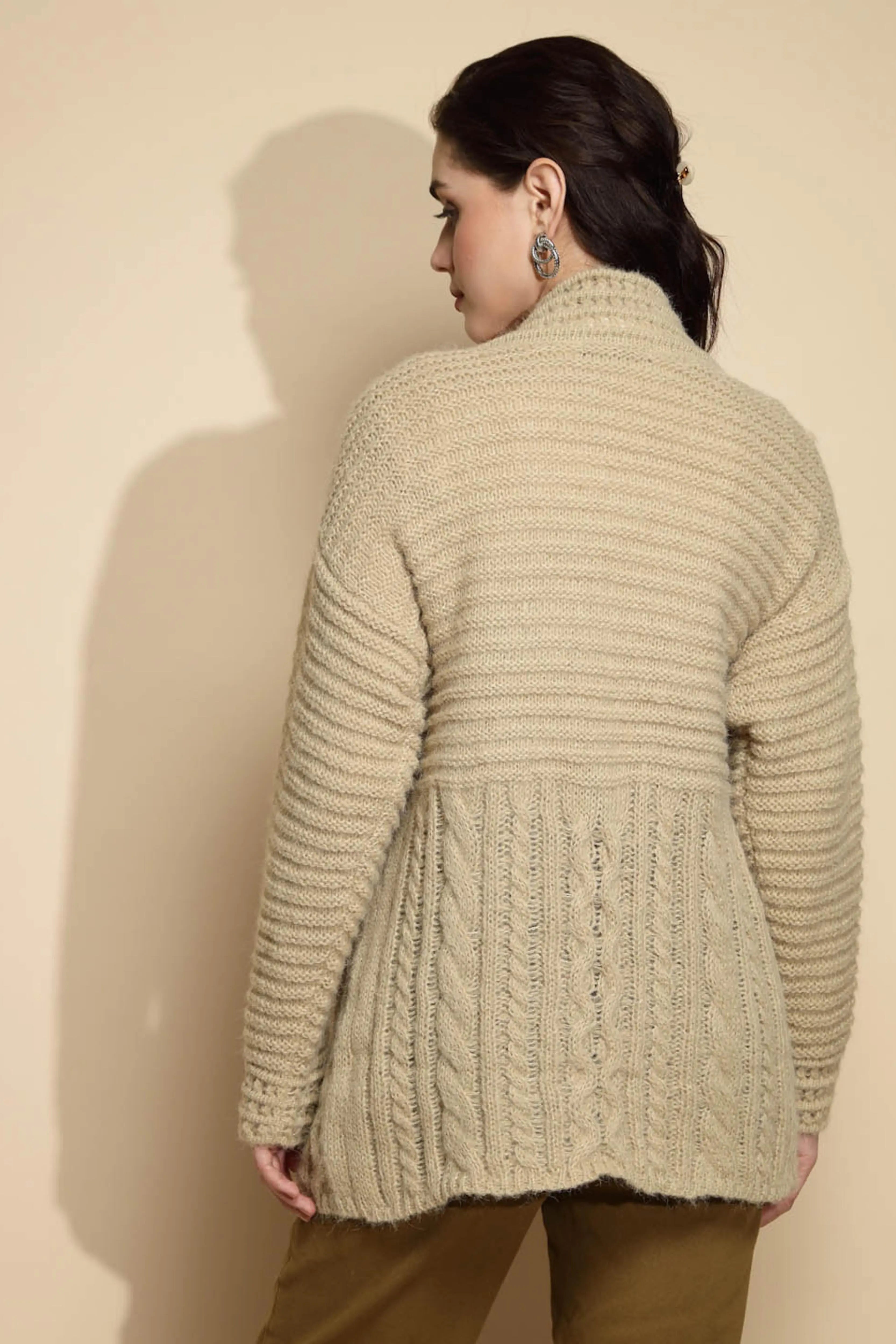 Light Olive Open Neck Cardigan - Global Republic
